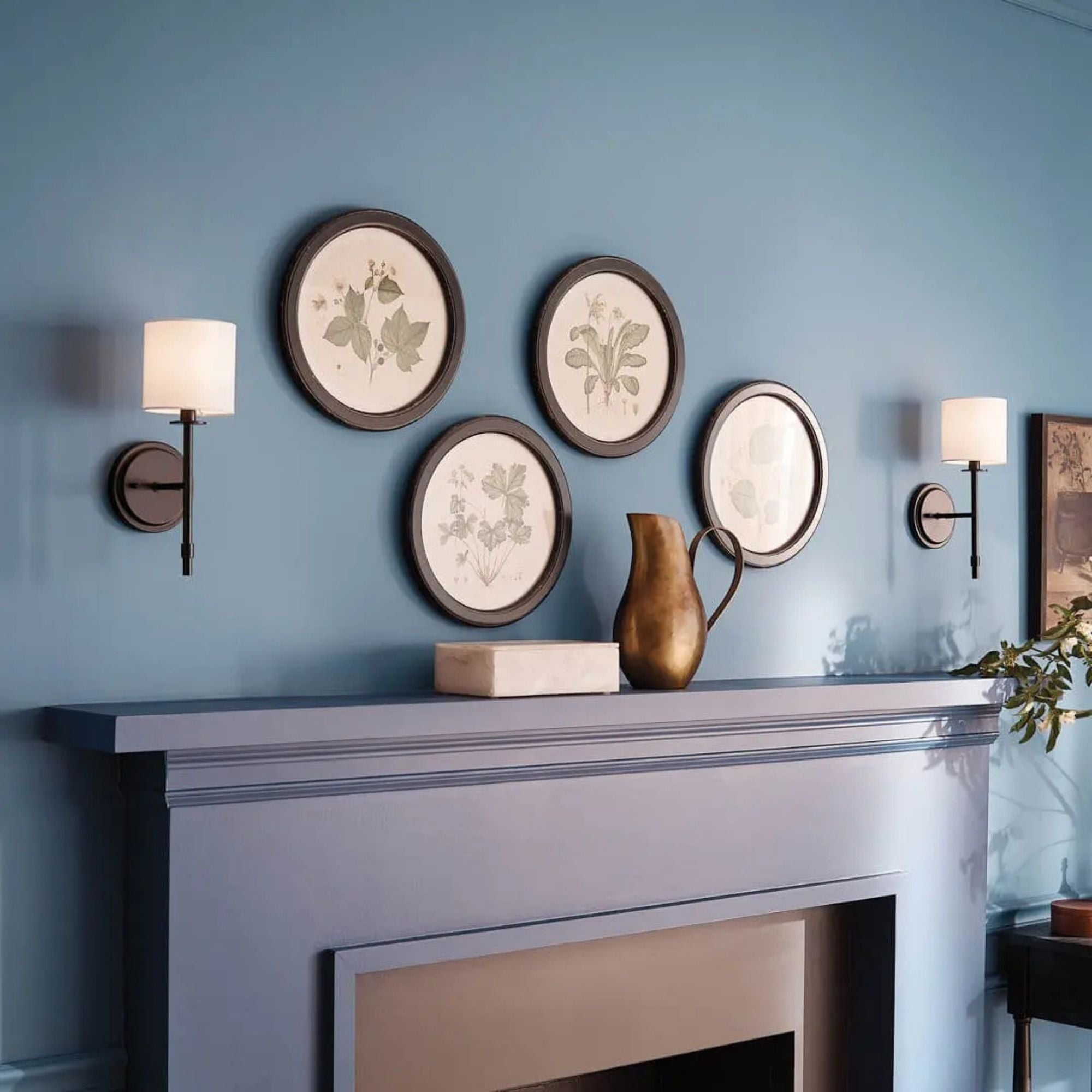 Ali 5" Wall Sconce, Black Finish, Fabric Shade