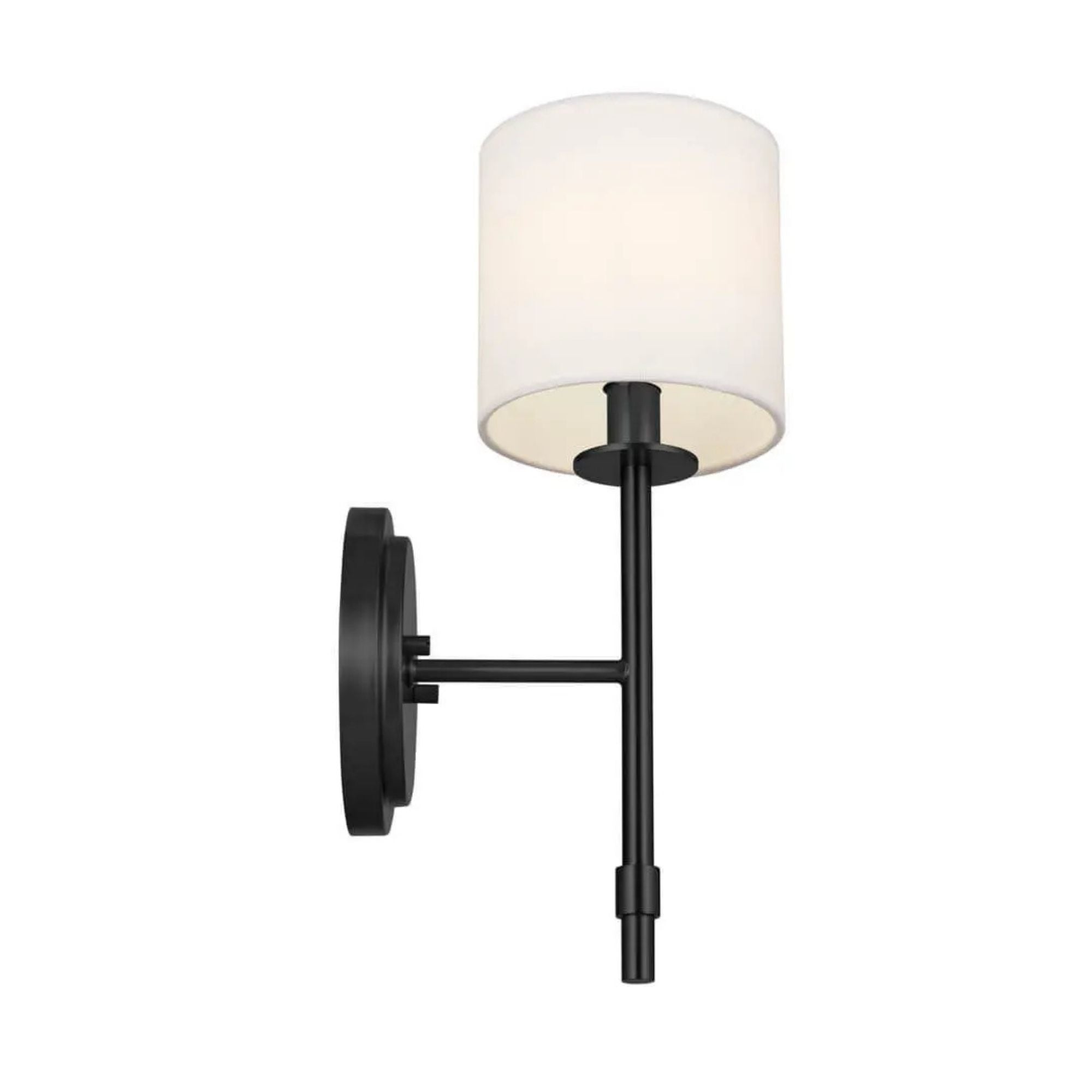 Ali 5" Wall Sconce, Black Finish, Fabric Shade