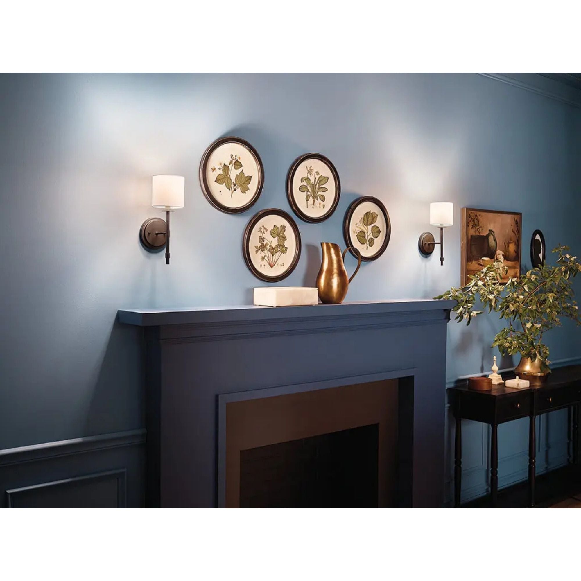 Ali 5" Wall Sconce, Black Finish, Fabric Shade