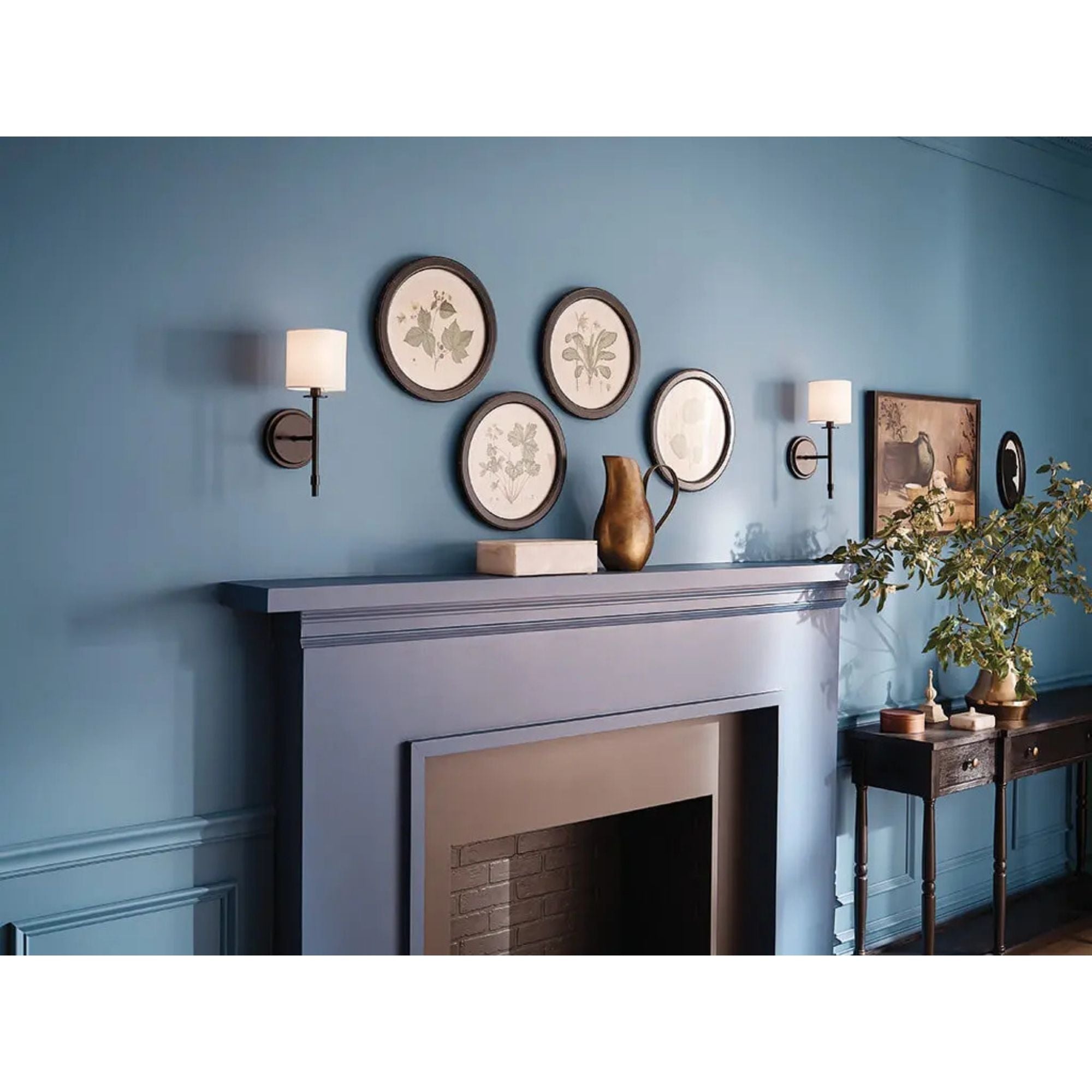 Ali 5" Wall Sconce, Black Finish, Fabric Shade