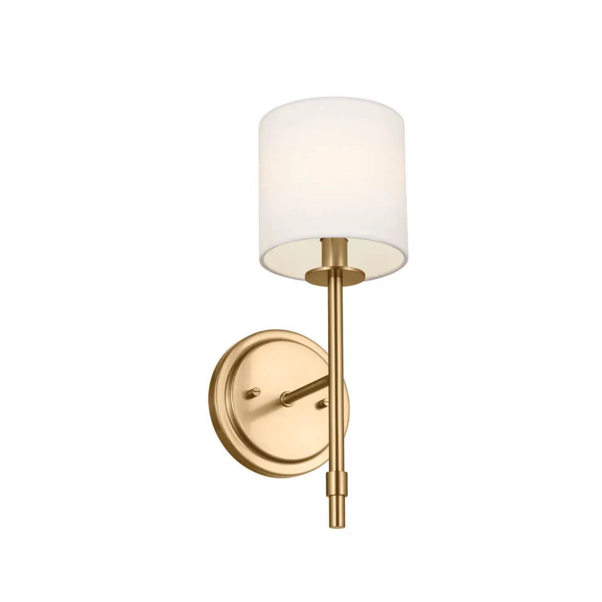 Ali 5" Wall Sconce, Brushed Natural Brass Finish, Fabric Shade