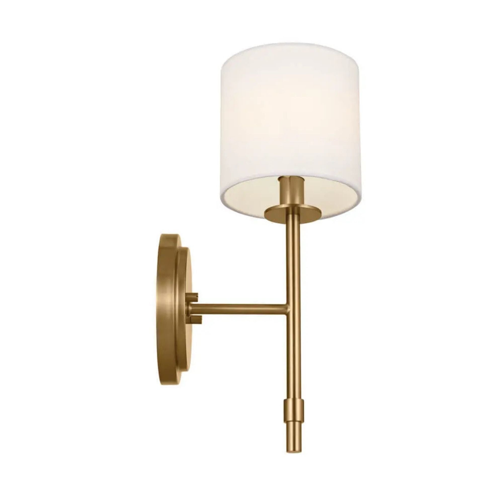Ali 5" Wall Sconce, Brushed Natural Brass Finish, Fabric Shade - Bees Lighting