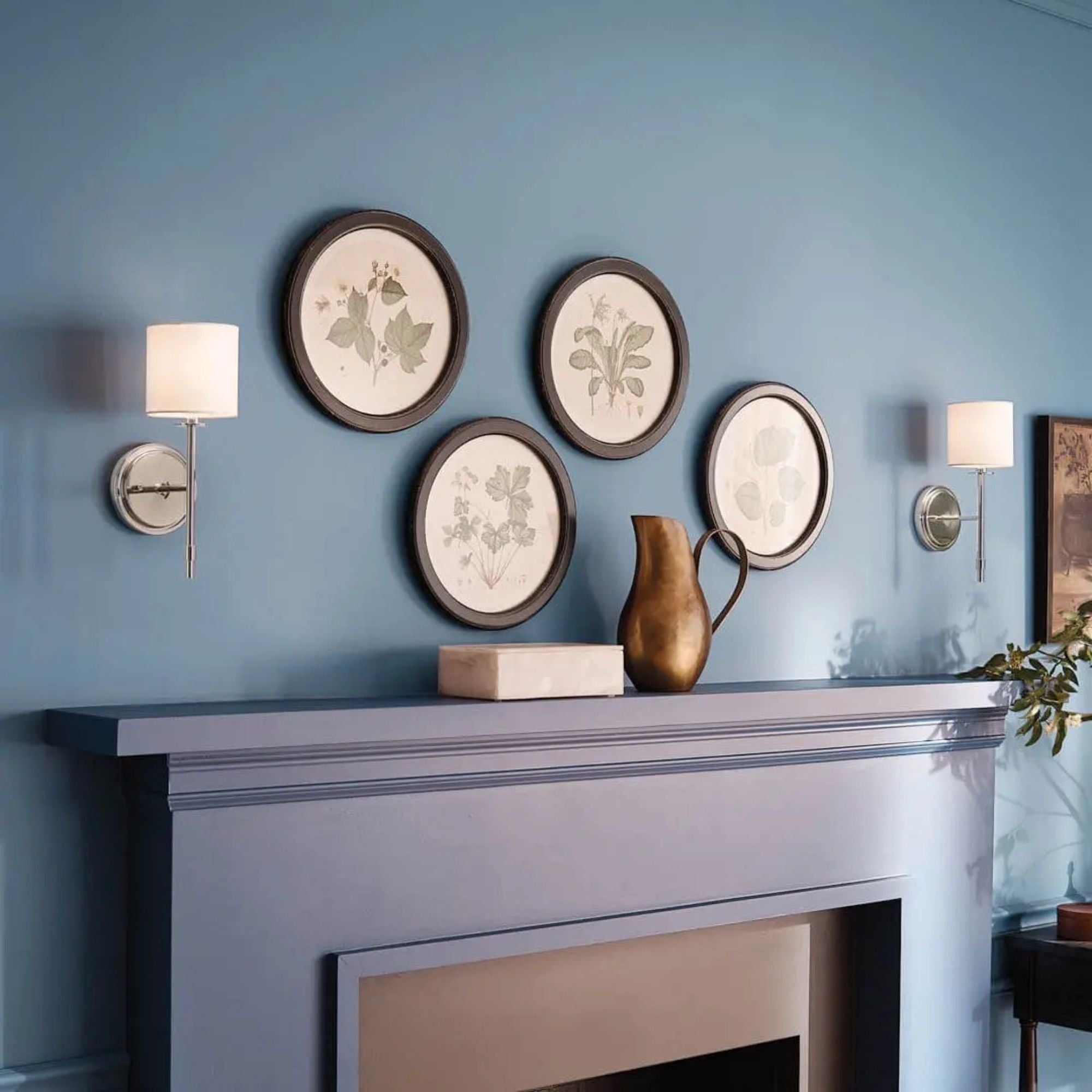 Ali 5" Wall Sconce, Polished Nickel Finish, Fabric Shade