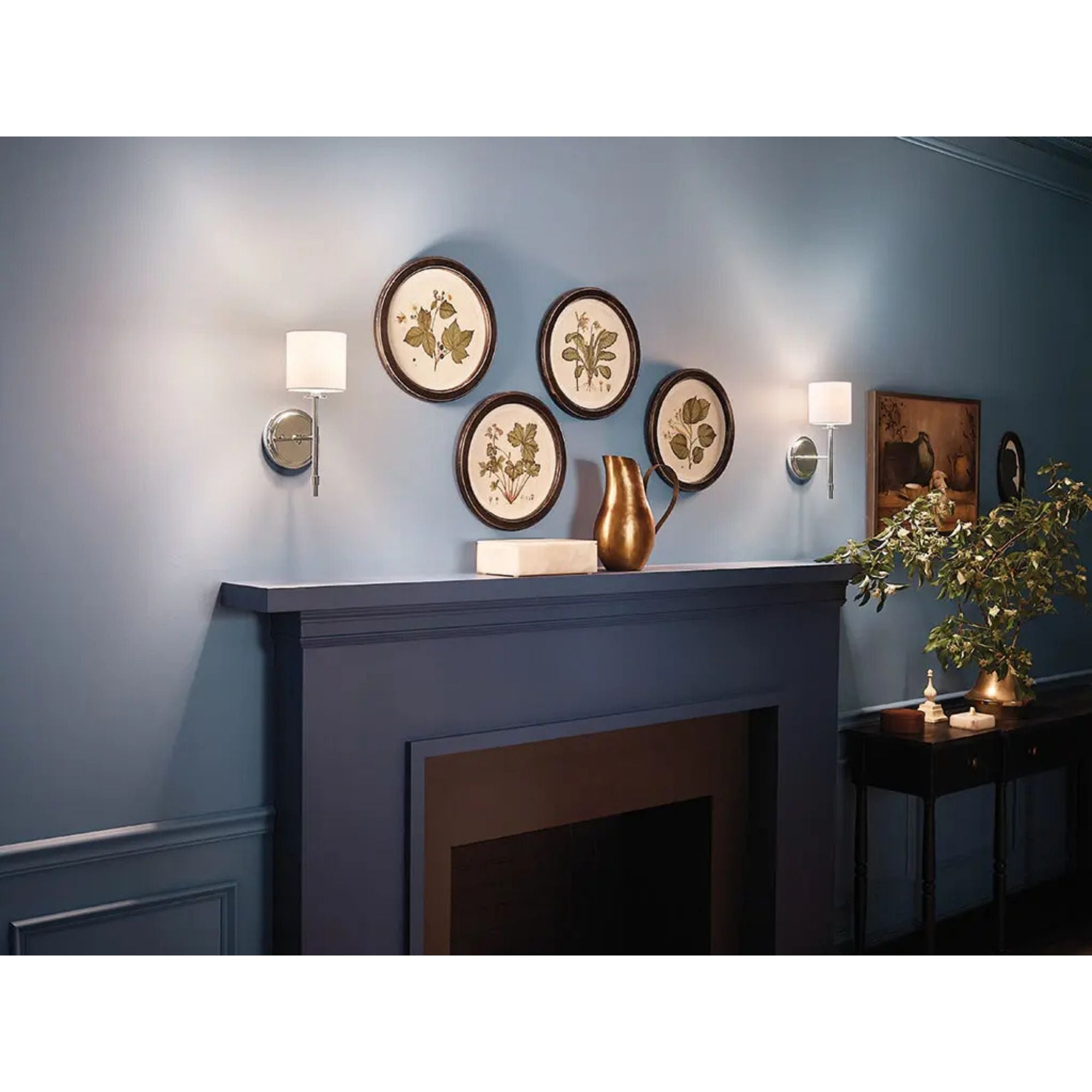Ali 5" Wall Sconce, Polished Nickel Finish, Fabric Shade