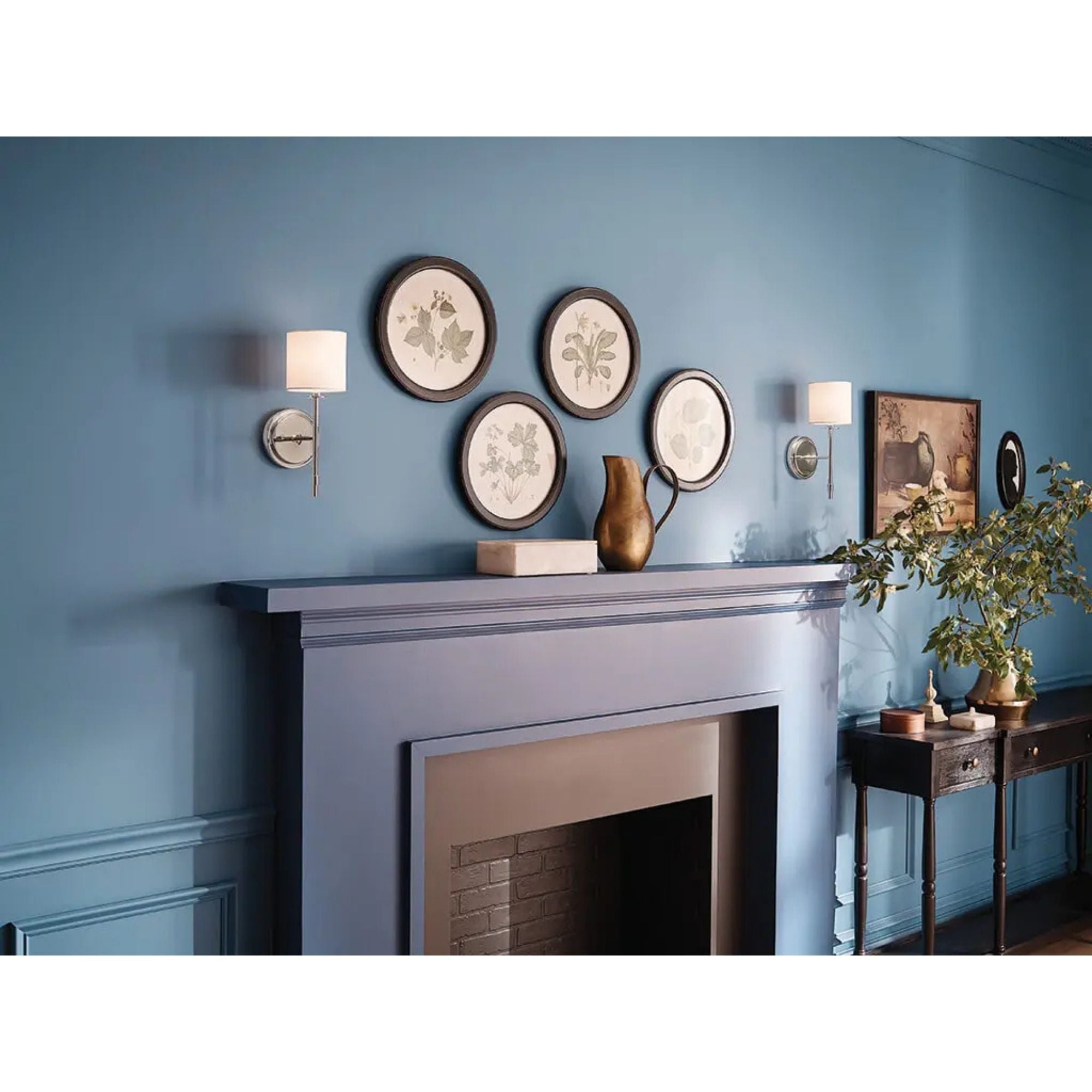 Ali 5" Wall Sconce, Polished Nickel Finish, Fabric Shade