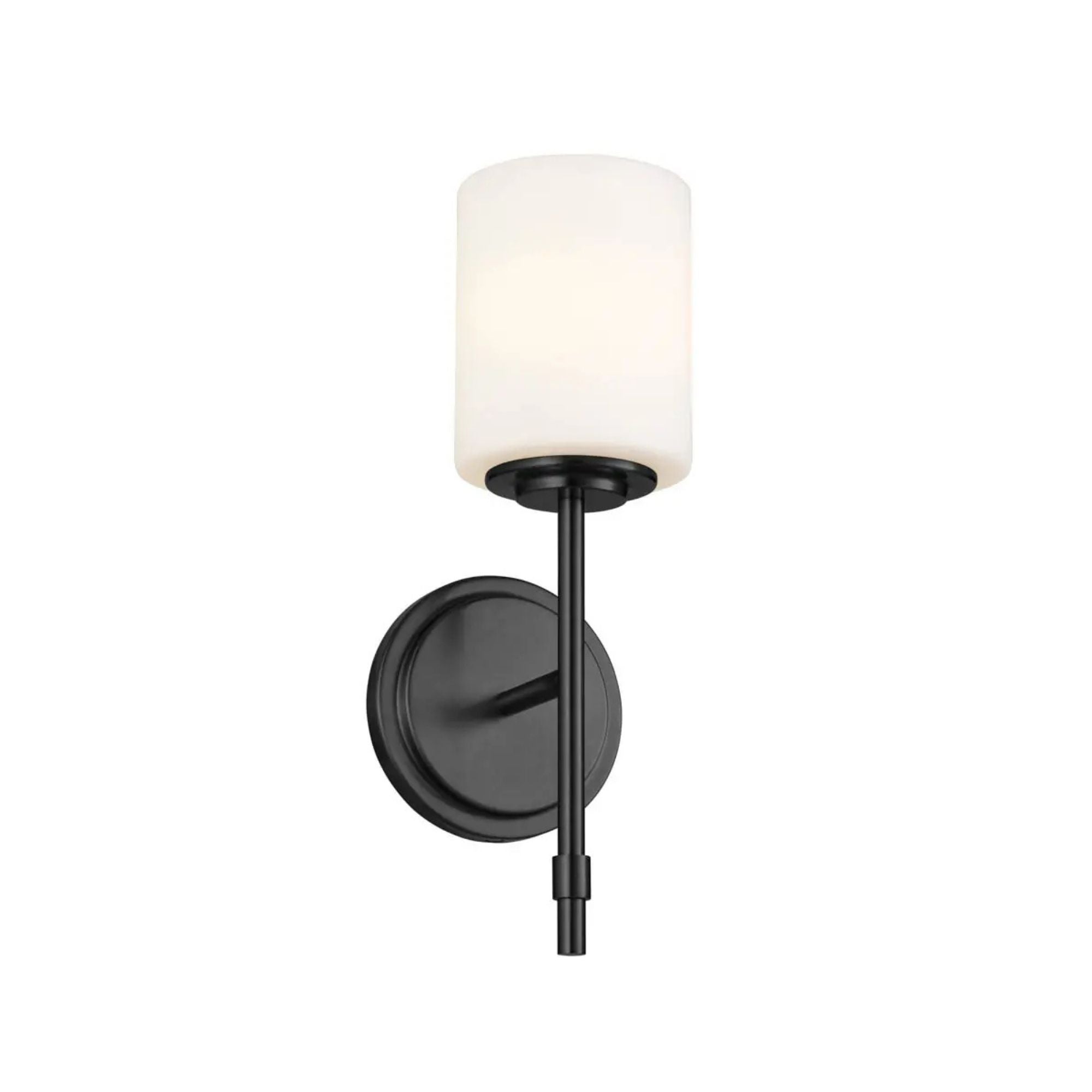 Ali 5" Wall Sconce, Black Finish, Glass Shade