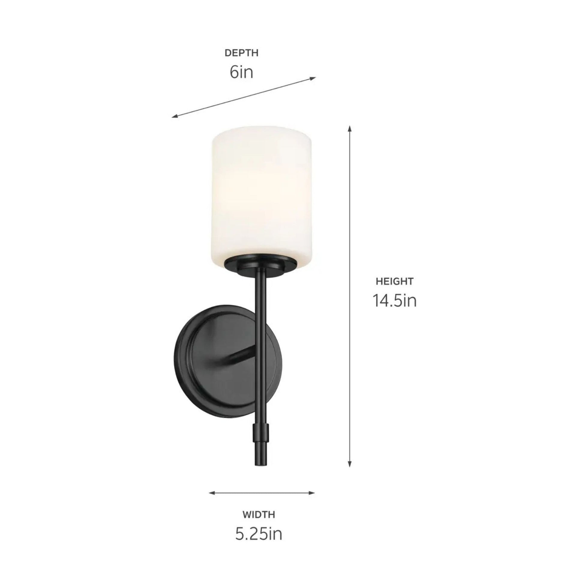 Ali 5" Wall Sconce, Black Finish, Glass Shade - Bees Lighting