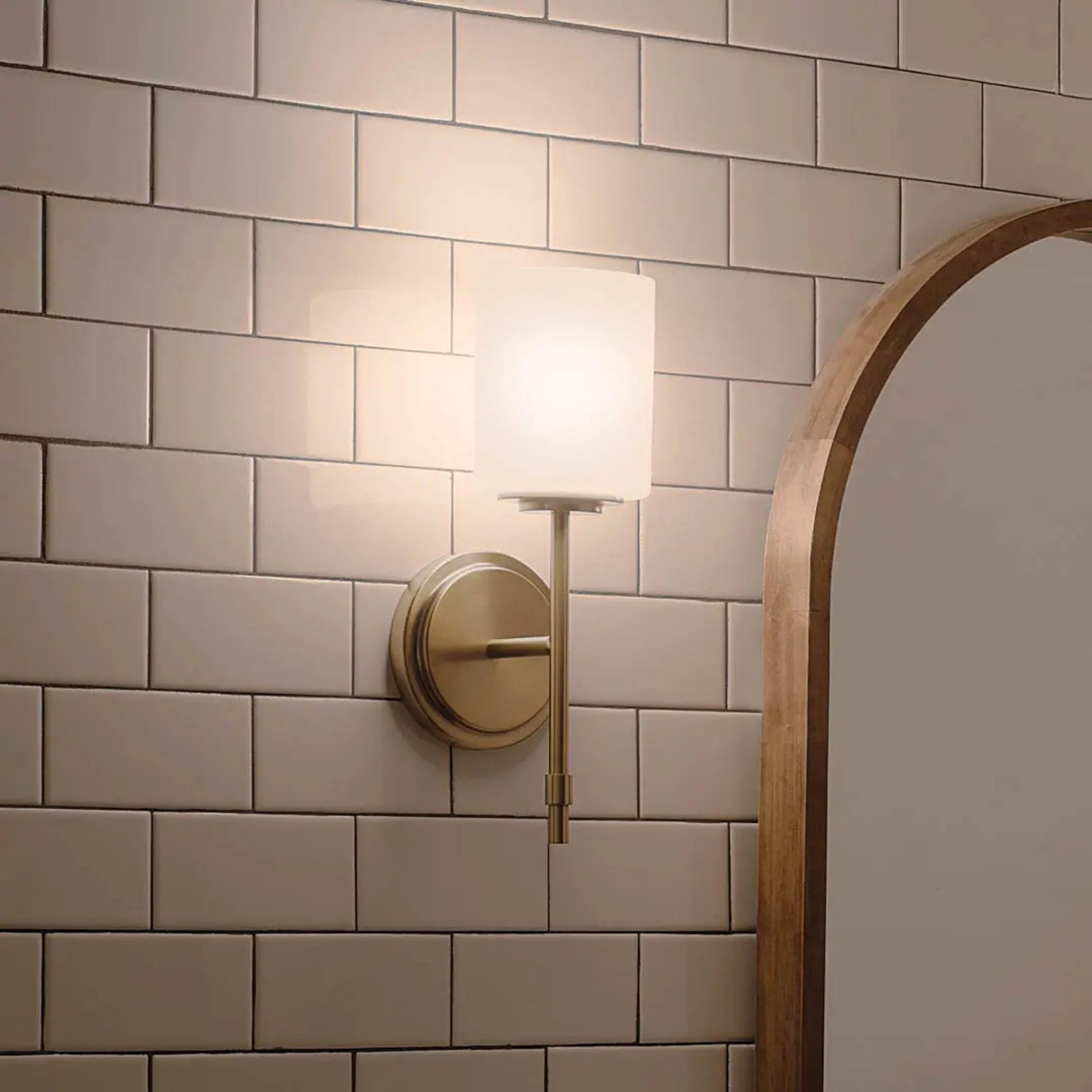 Ali 5" Wall Sconce, Brushed Natural Brass Finish, Glass Shade - Bees Lighting