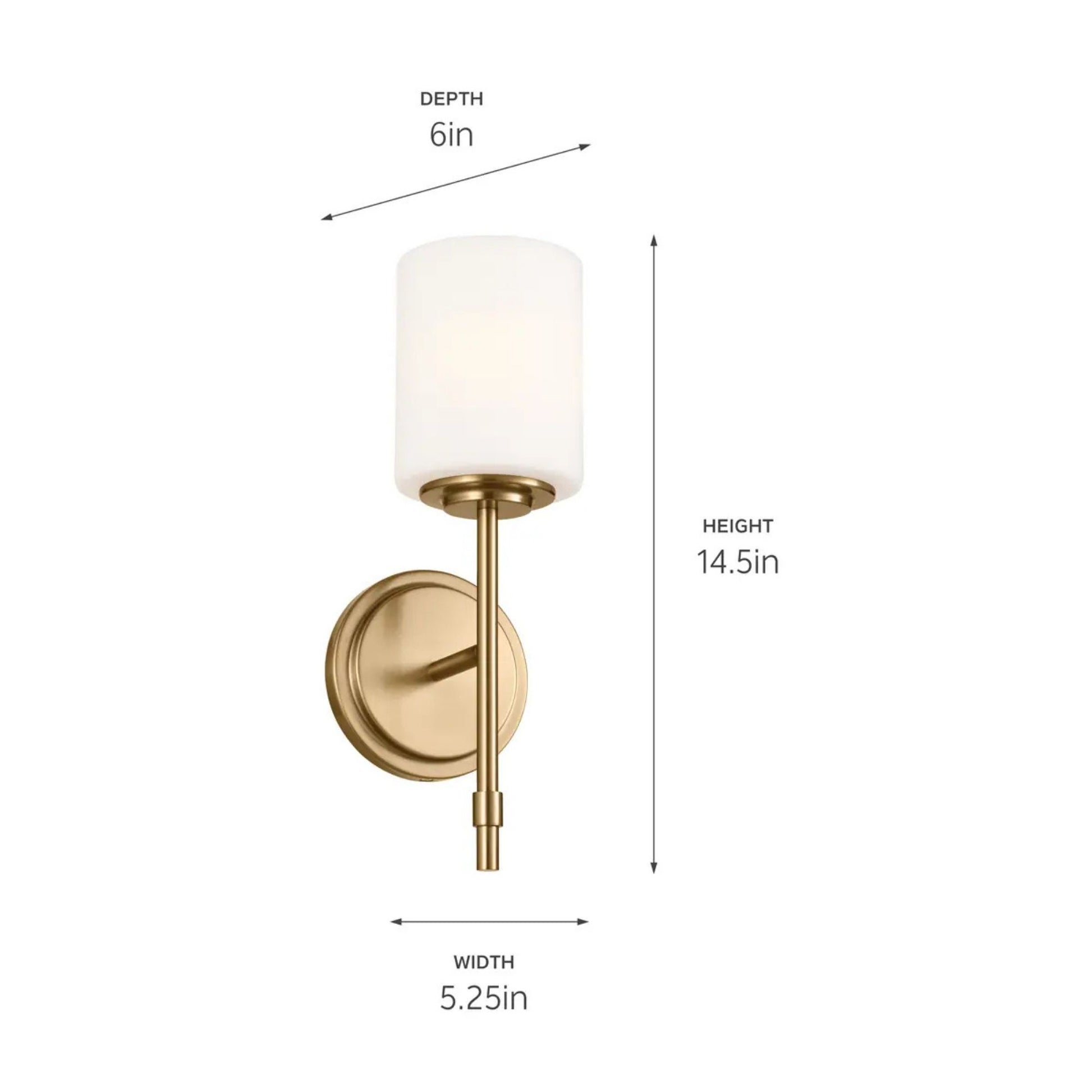 Ali 5" Wall Sconce, Brushed Natural Brass Finish, Glass Shade - Bees Lighting