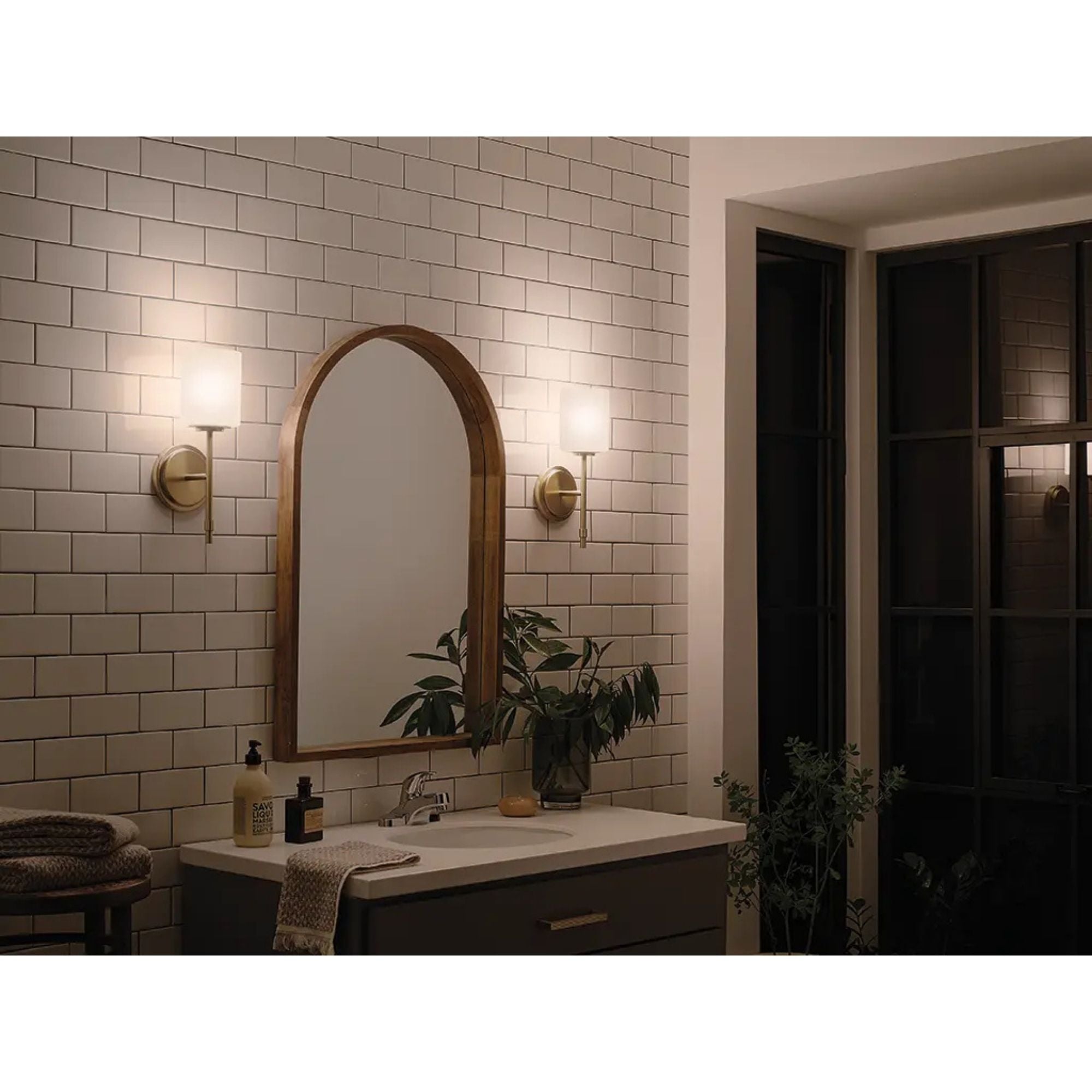 Ali 5" Wall Sconce, Polished Nickel Finish, Glass Shade
