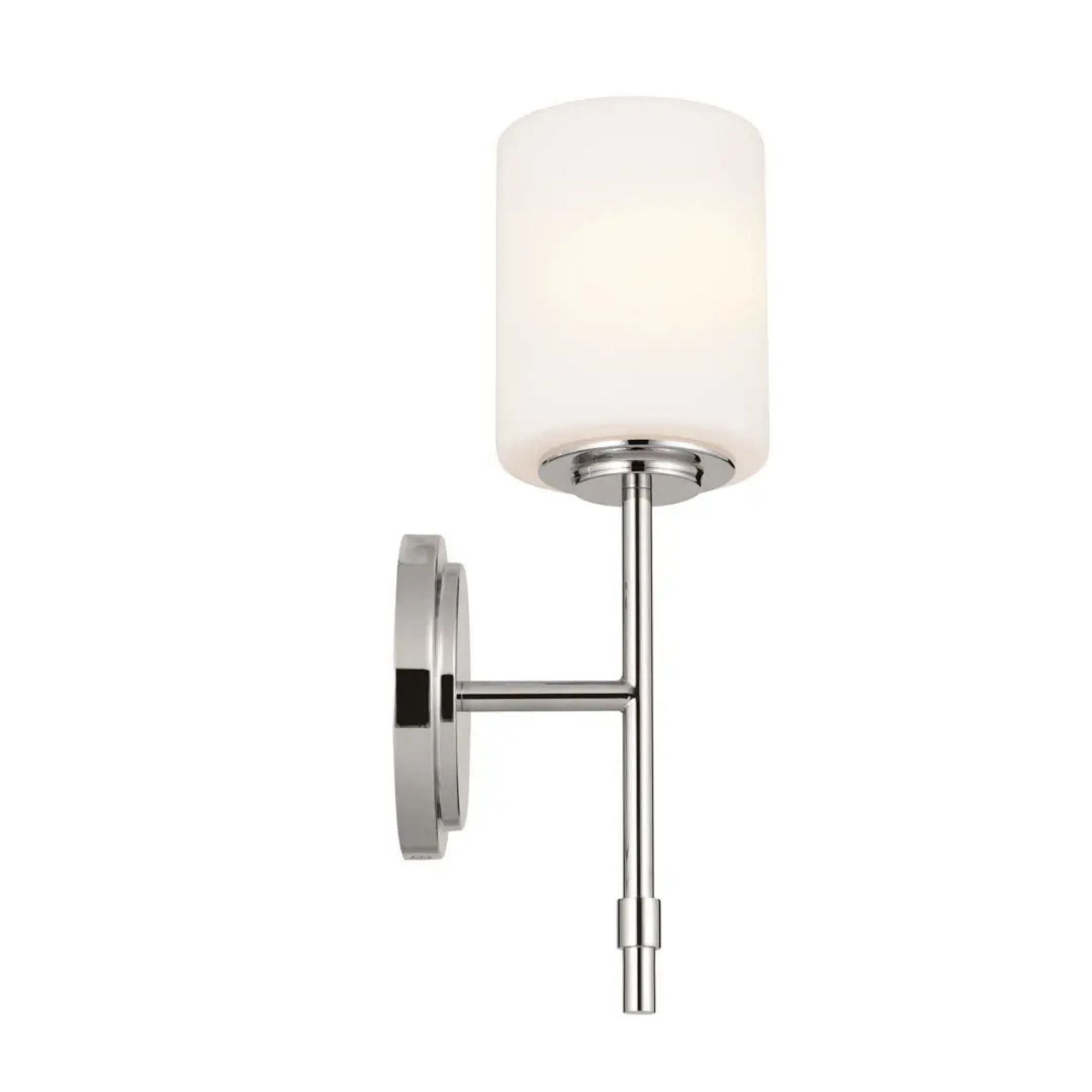 Ali 5" Wall Sconce, Polished Nickel Finish, Glass Shade