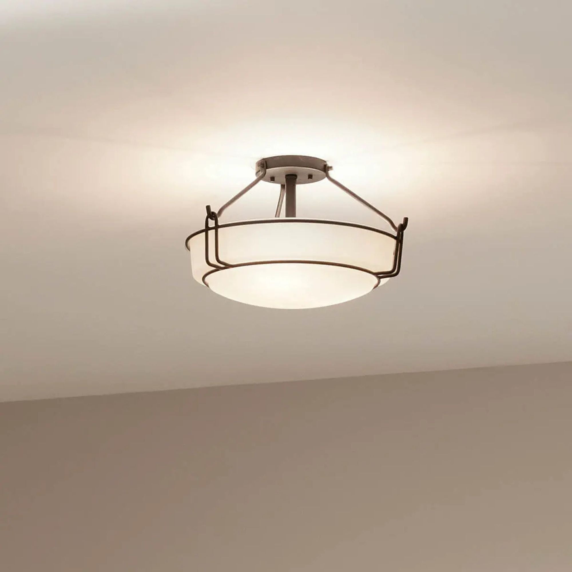 Alkire 17" 3-Light Semi-Flush Mount, Black Finish