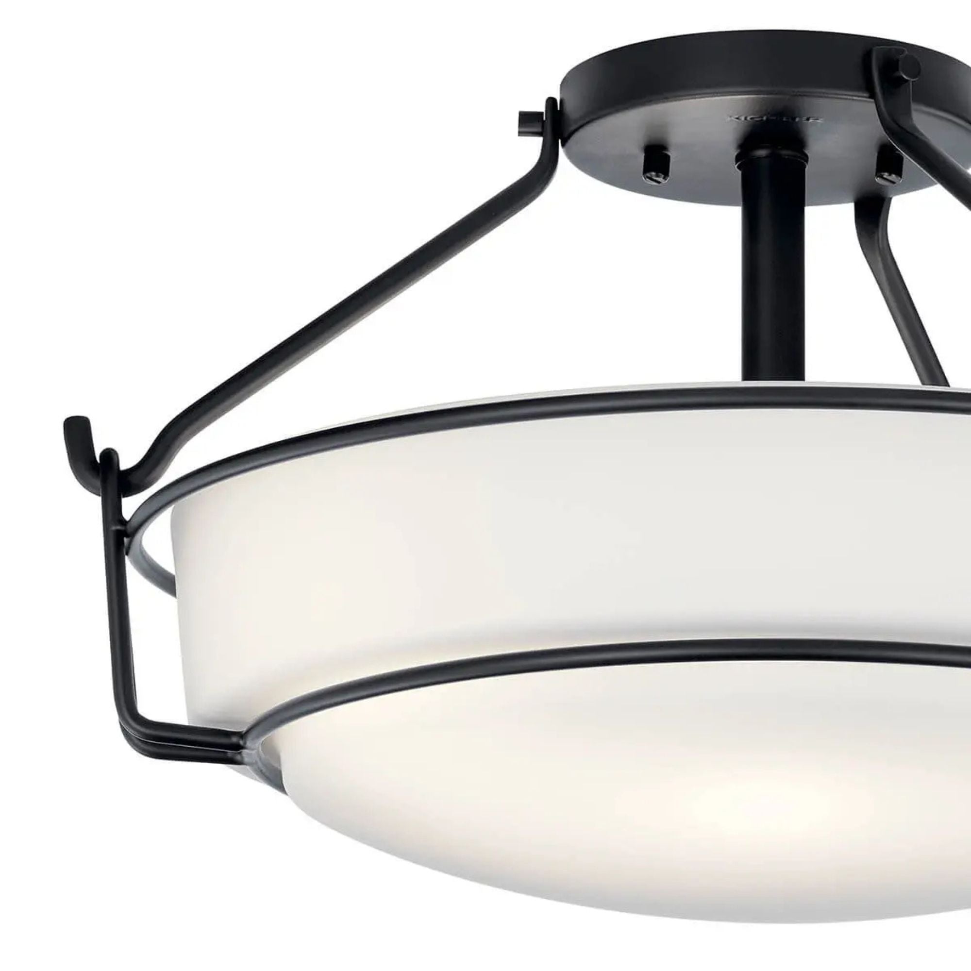 Alkire 17" 3-Light Semi-Flush Mount, Black Finish