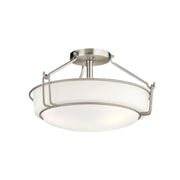 Alkire 17" 3-Light Semi-Flush Mount, Brushed Nickel Finish