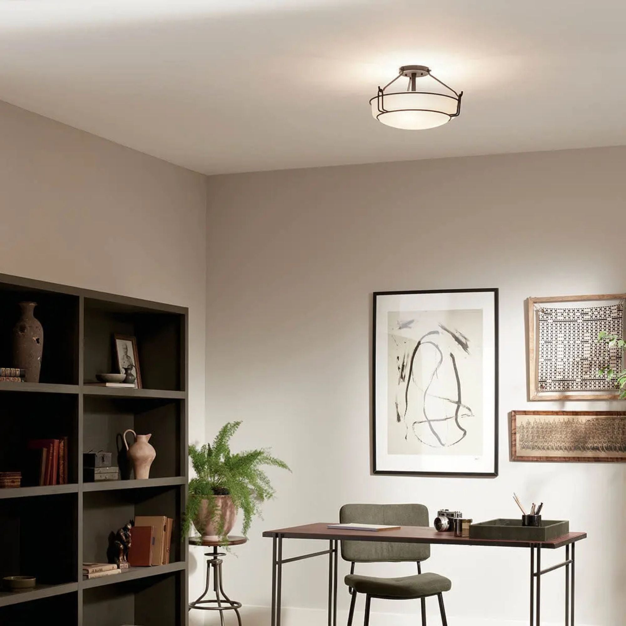 Alkire 17" 3-Light Semi-Flush Mount, Brushed Nickel Finish