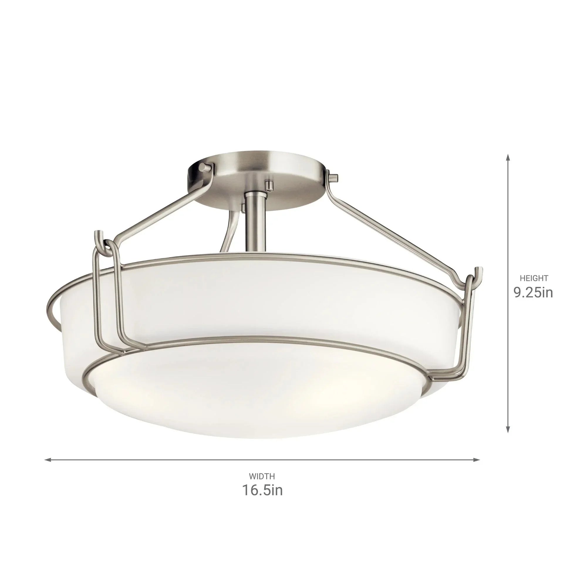 Alkire 17" 3-Light Semi-Flush Mount, Brushed Nickel Finish
