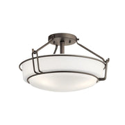 Alkire 17" 3-Light Semi-Flush Mount, Olde Bronze Finish