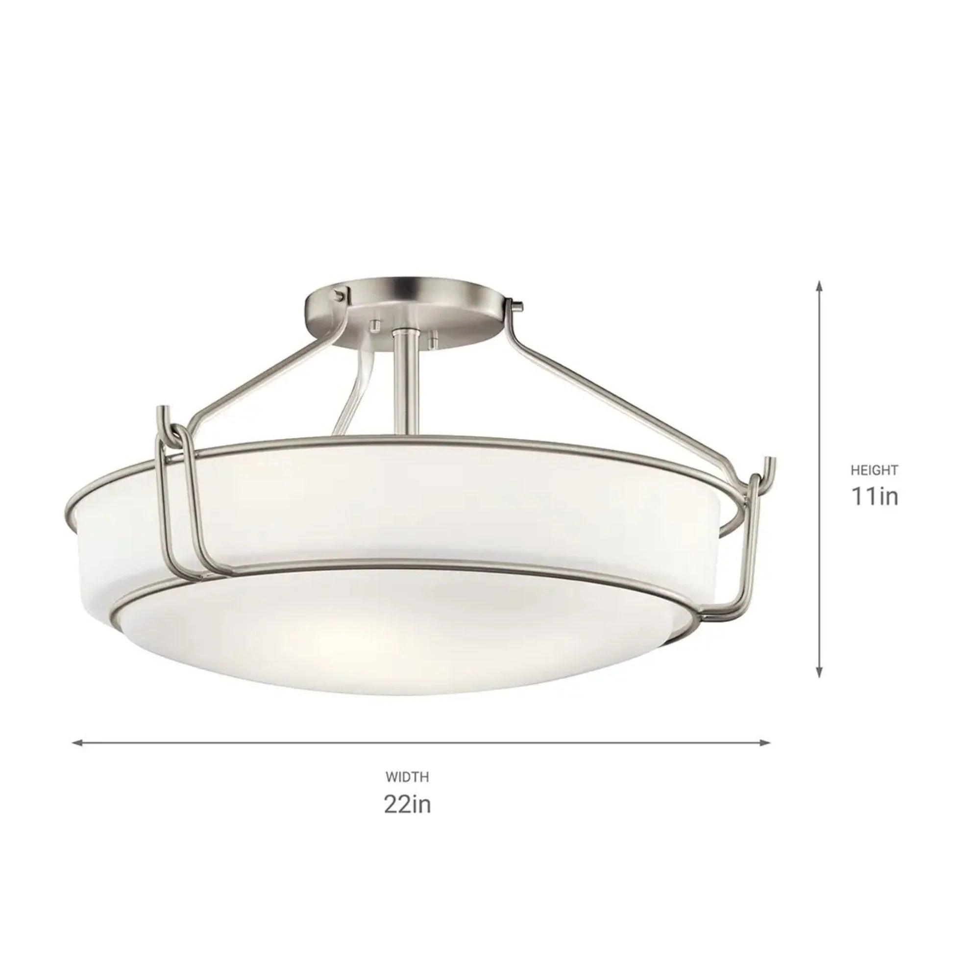 Alkire 22" 4-Light Semi-Flush Mount, Brushed Nickel Finish