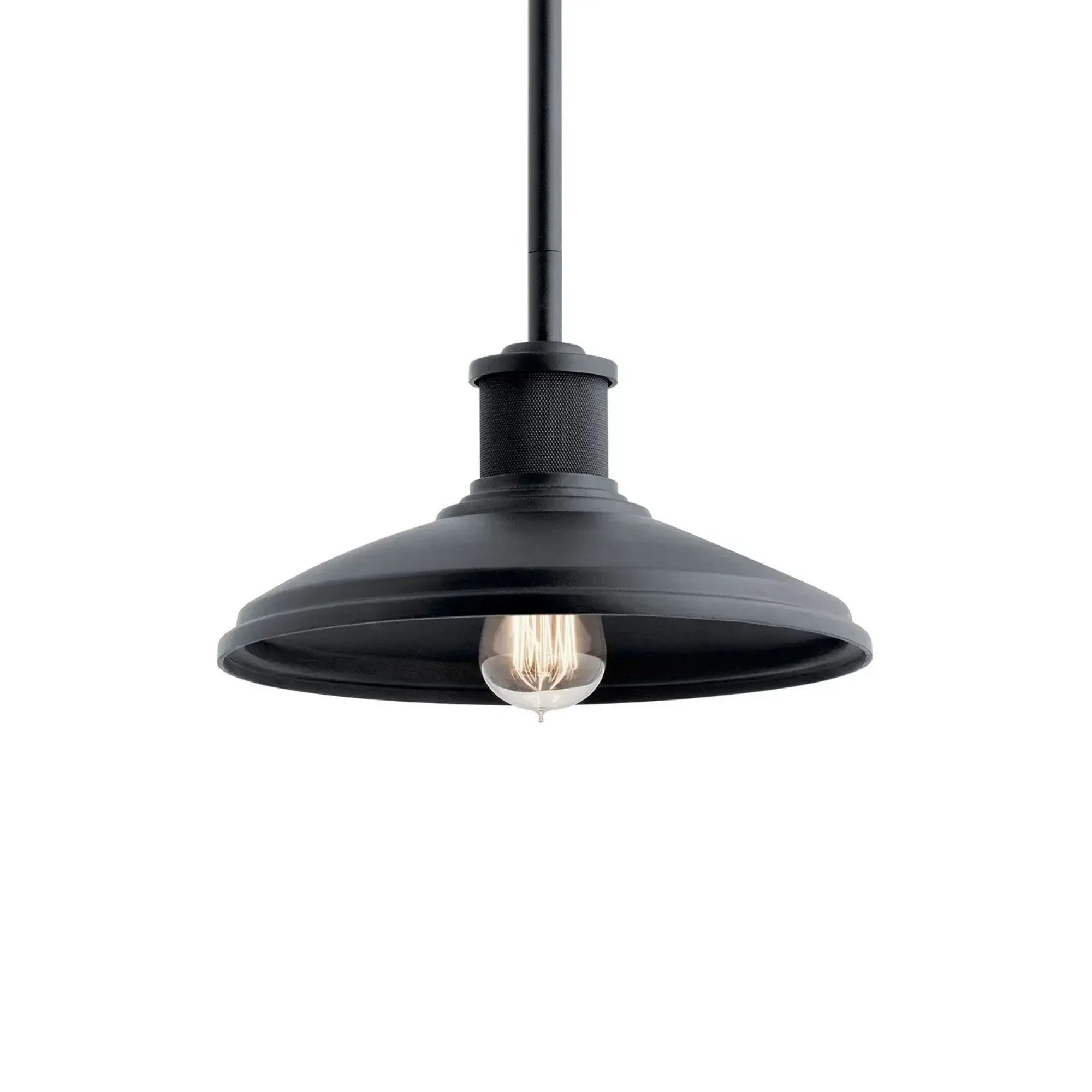 Allenbury 12" Outdoor Convertible Pendant, Textured Black Finish