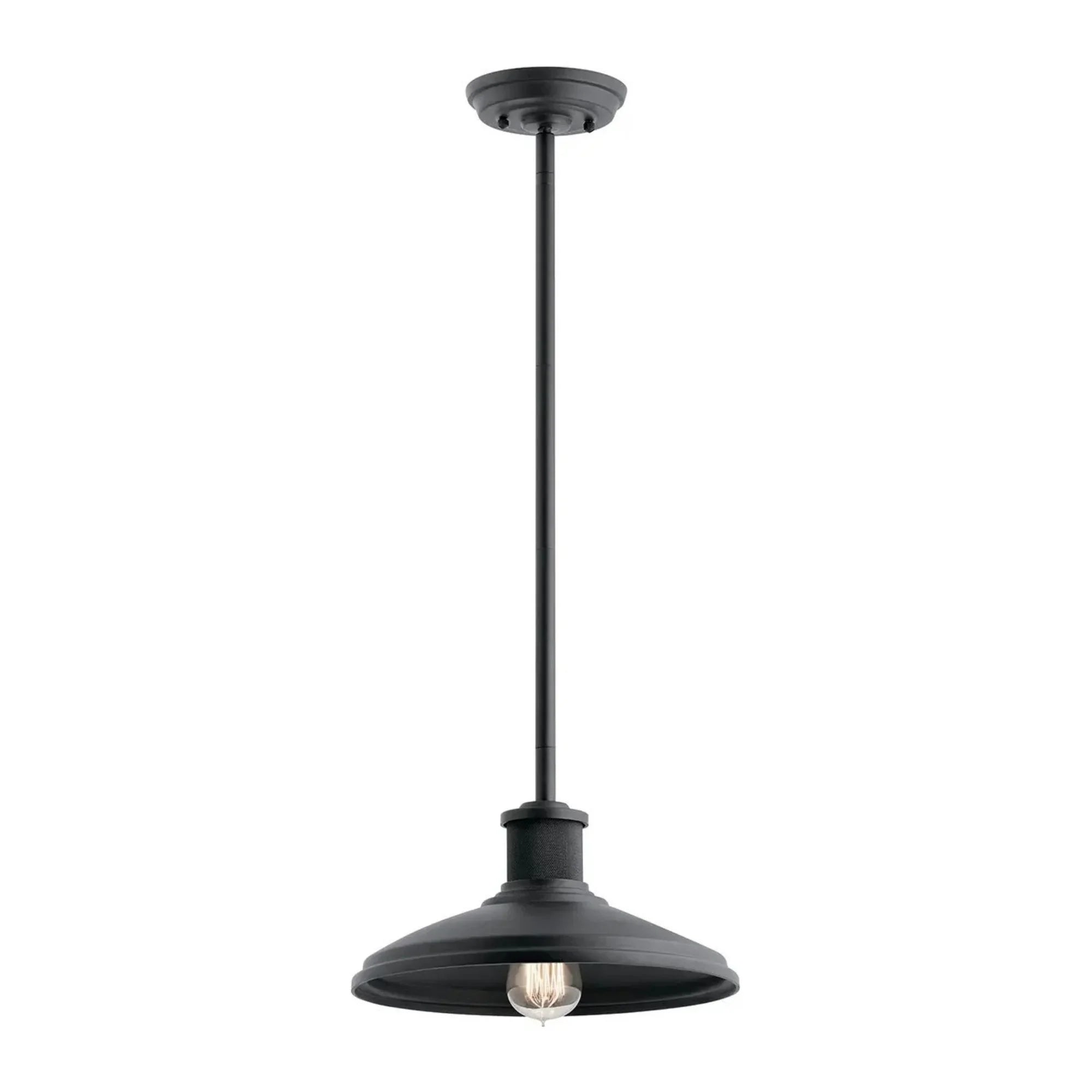 Allenbury 12" Outdoor Convertible Pendant, Textured Black Finish