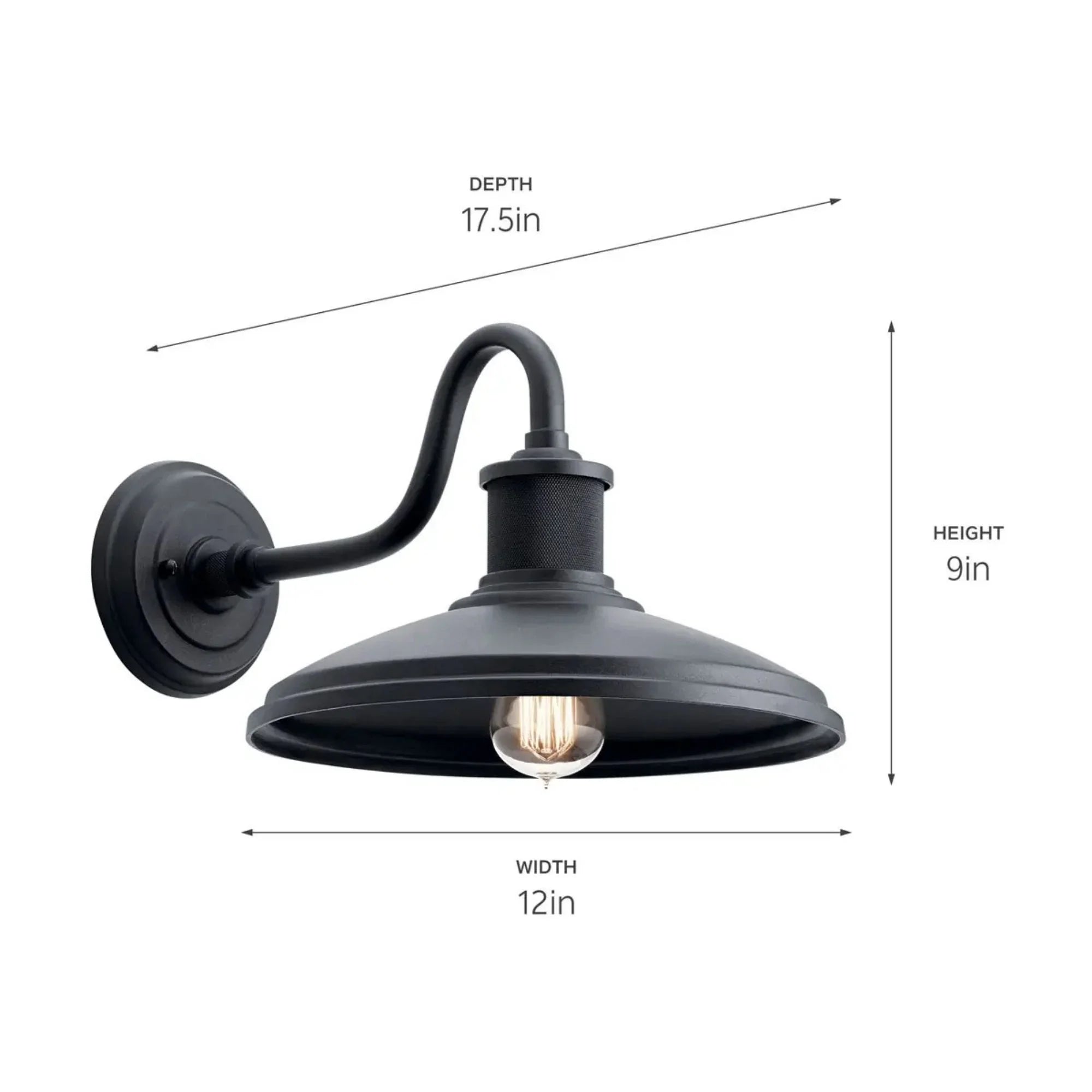 Kichler Allenbury 12 in. Outdoor Wall Sconce Textured Black