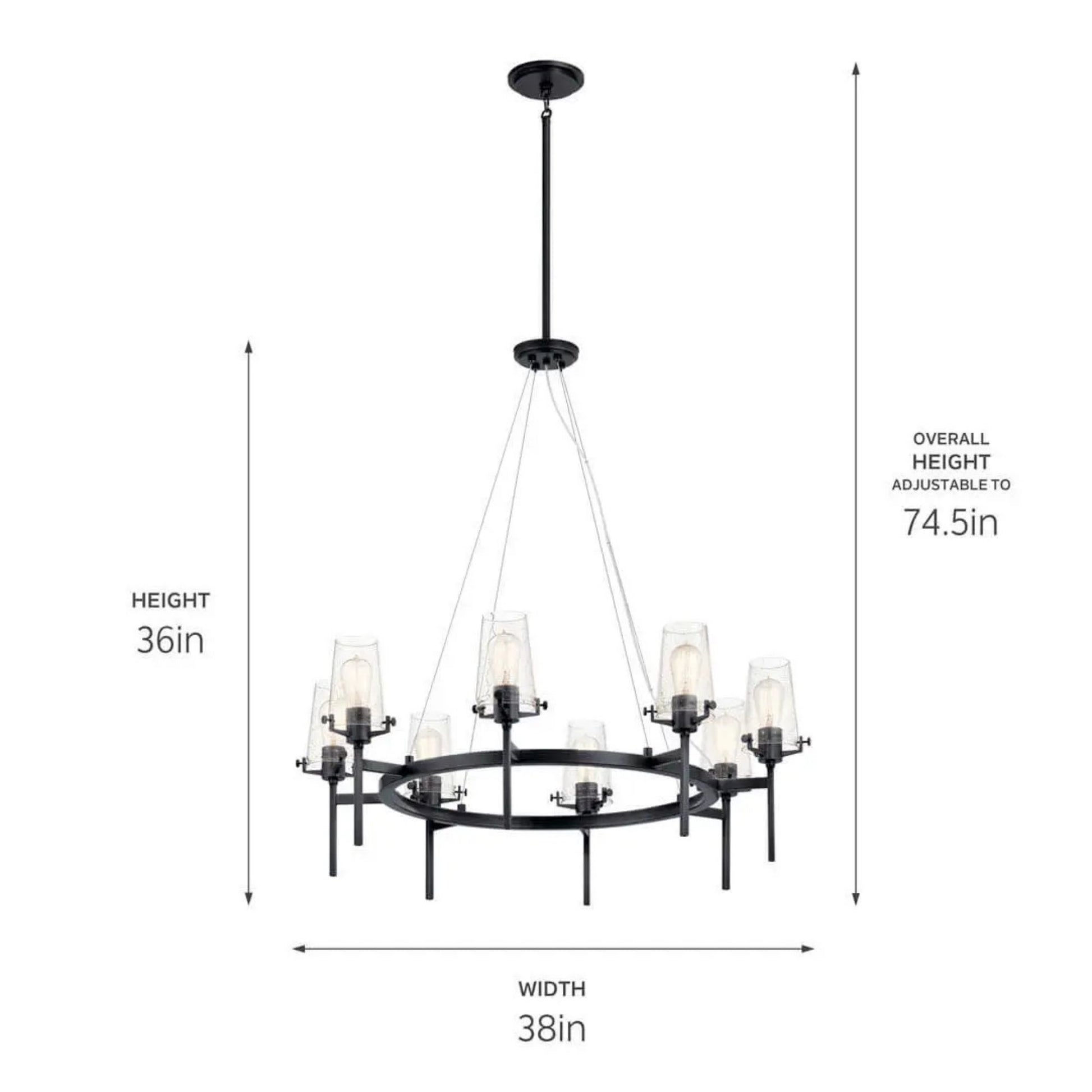 Kichler Lighting - Alton 38" 8-Light Chandelier, Black Finish | Bees Lighting