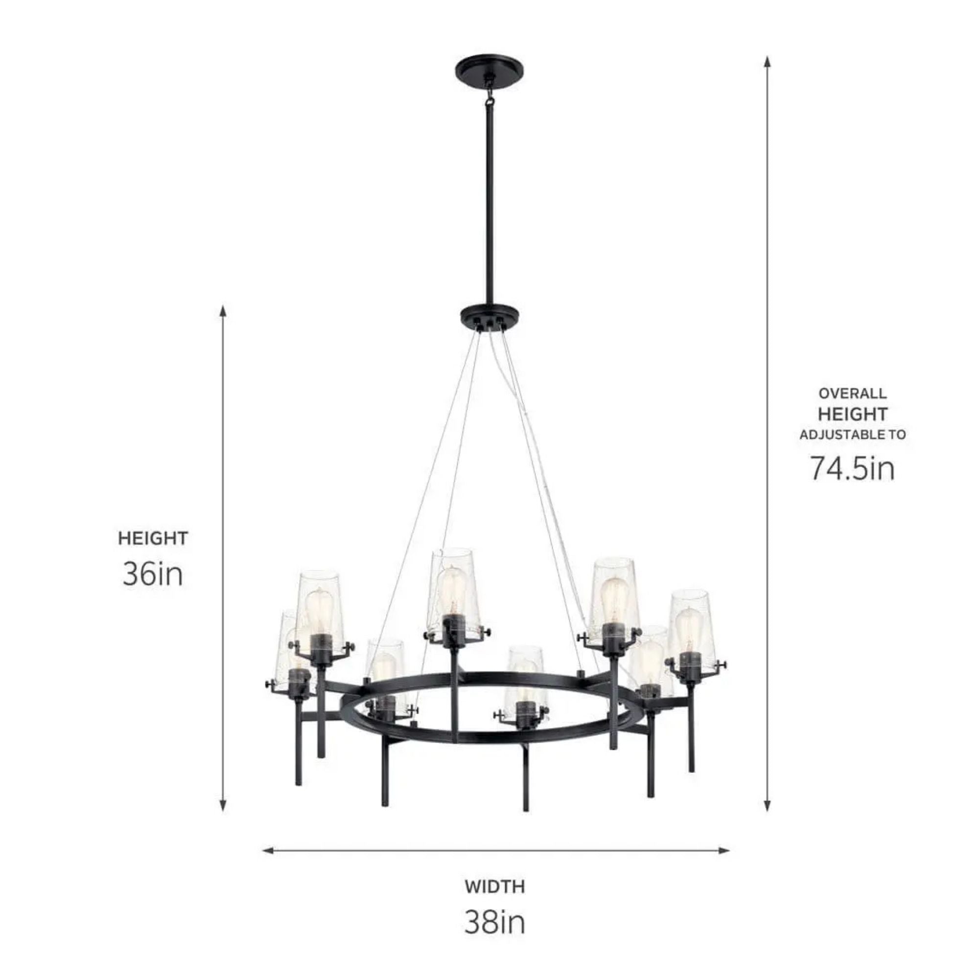 Kichler Lighting - Alton 38" 8-Light Chandelier, Black Finish | Bees Lighting