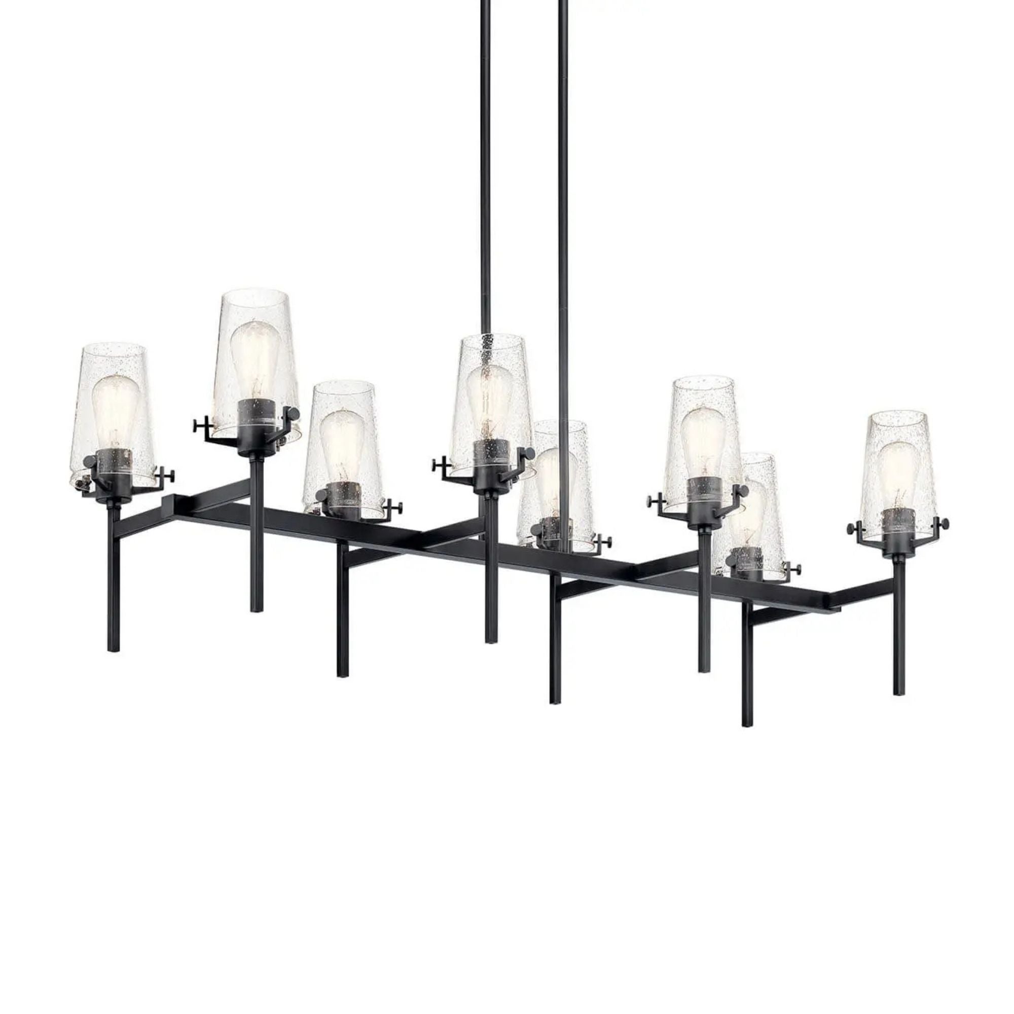 Alton 46" 8-Light Linear Chandelier, Black Finish