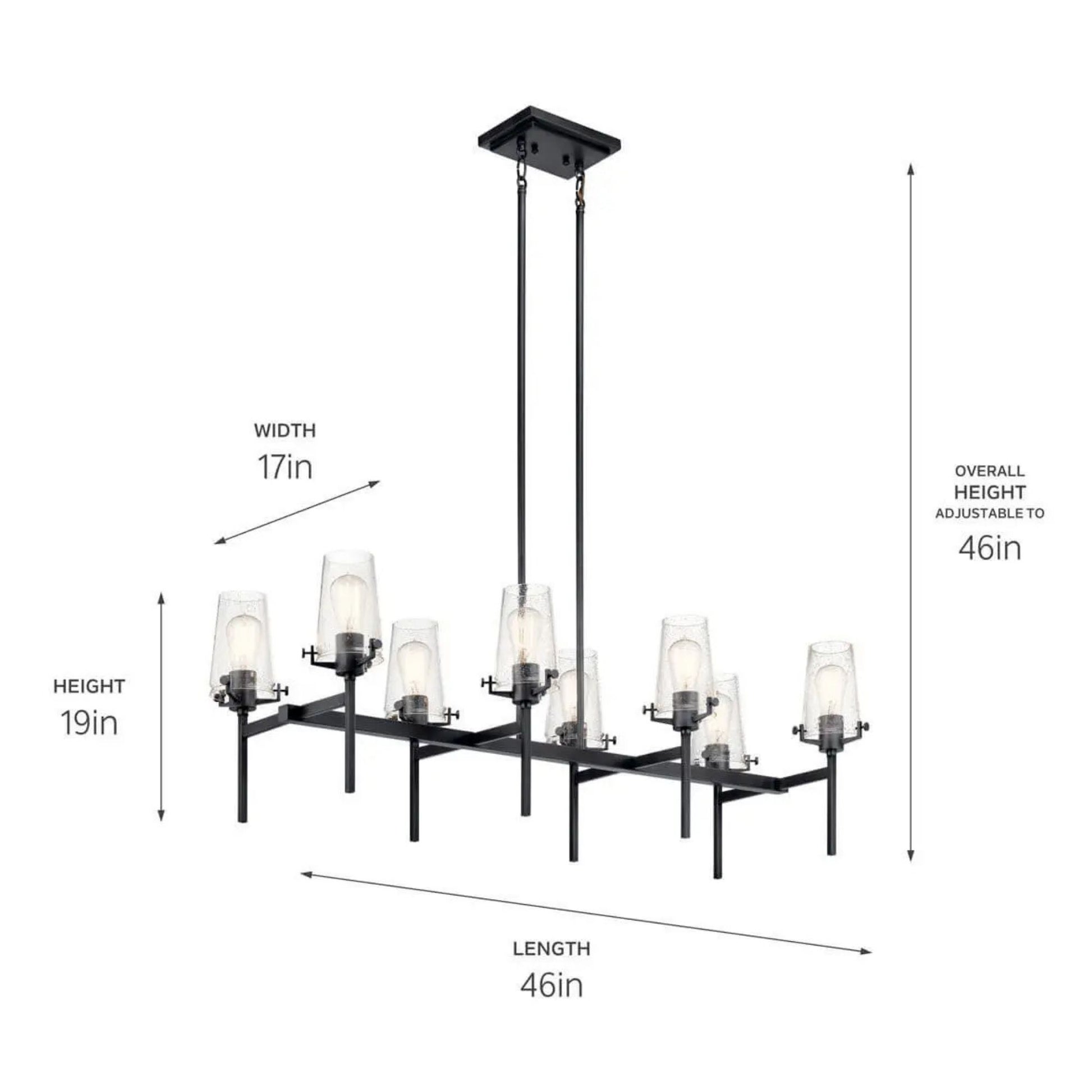 Kichler Lighting - Alton 46" 8-Light Linear Chandelier, Black Finish | Bees Lighting