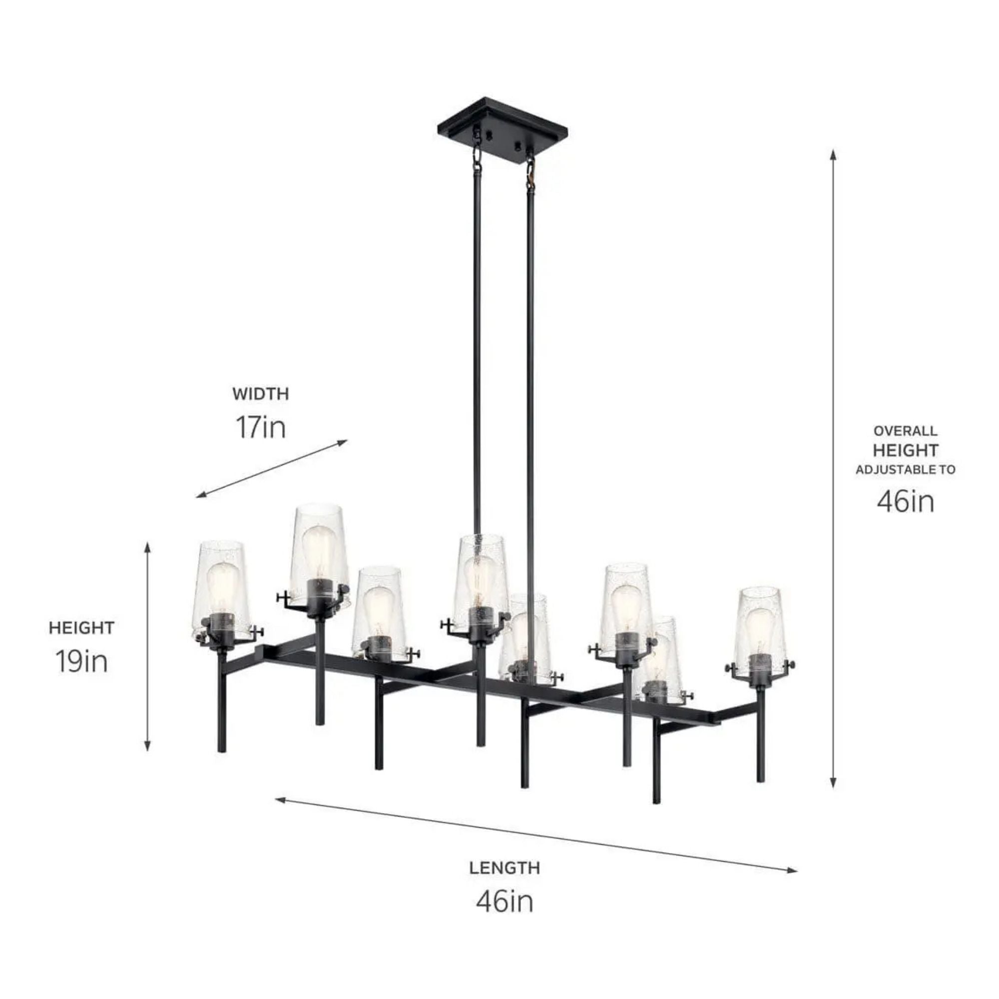 Kichler Lighting - Alton 46" 8-Light Linear Chandelier, Black Finish | Bees Lighting