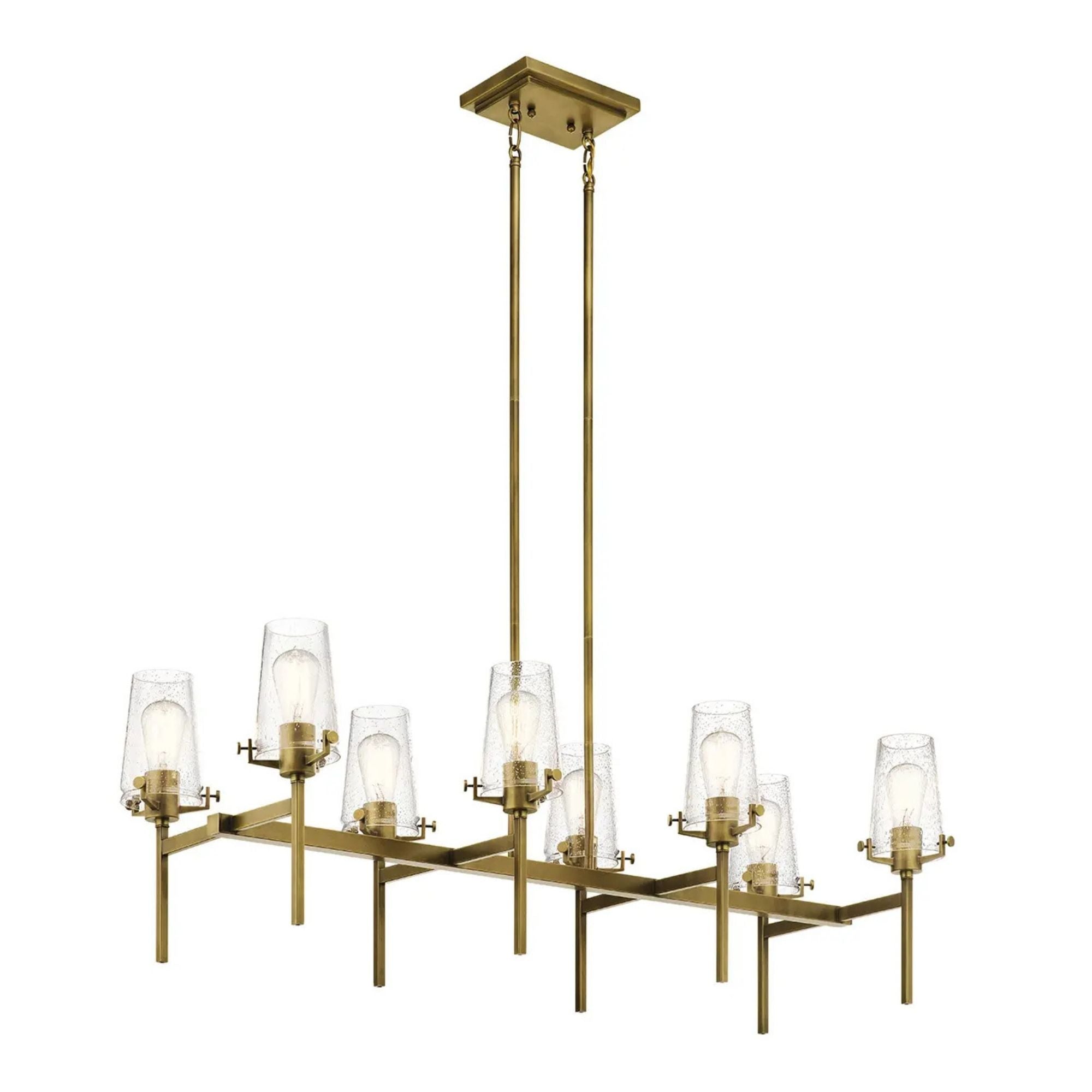 Alton 46" 8-Light Linear Chandelier, Natural Brass Finish