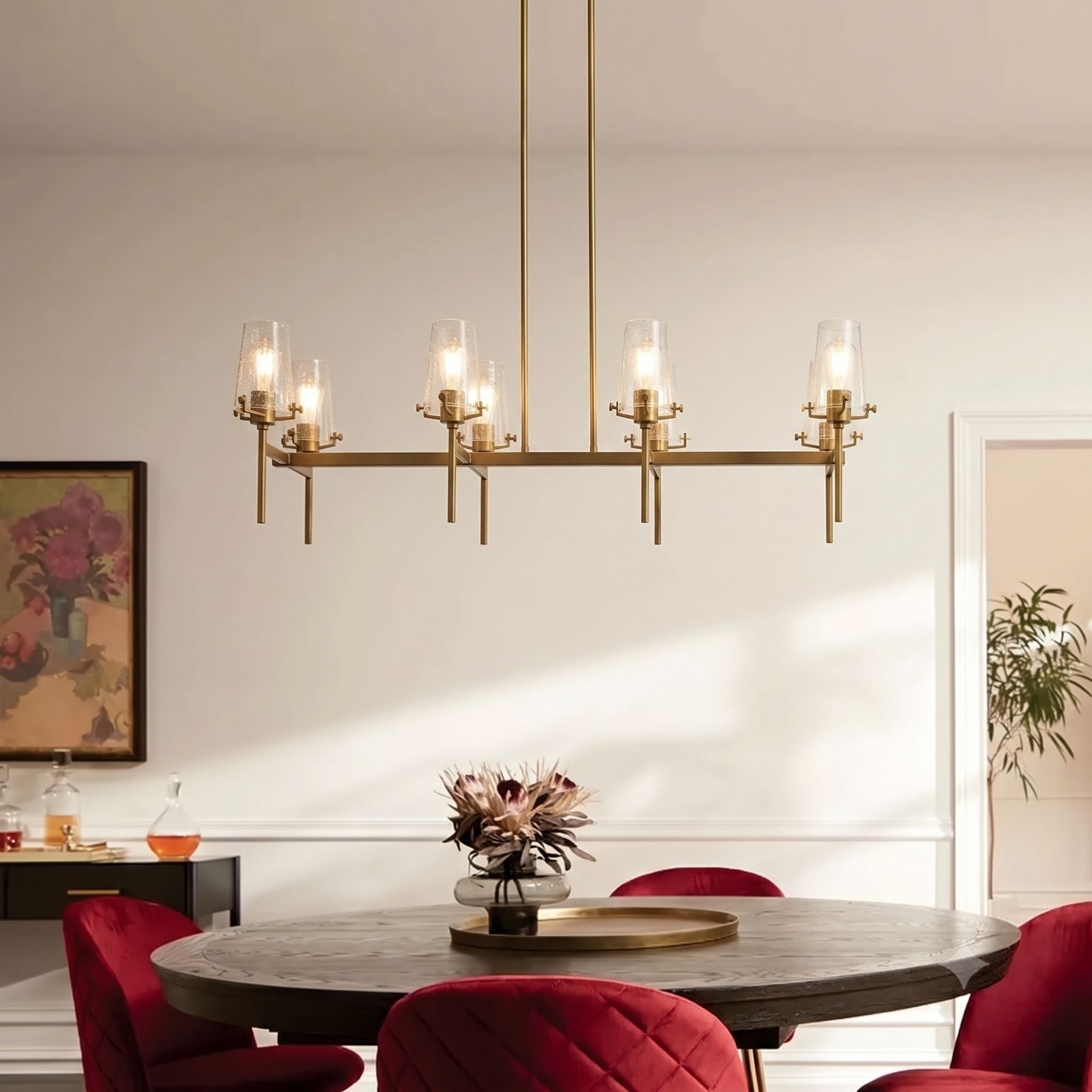 Kichler Alton 19 in. 8-Light Chandelier, Natural Brass with Clear Seeded Glass