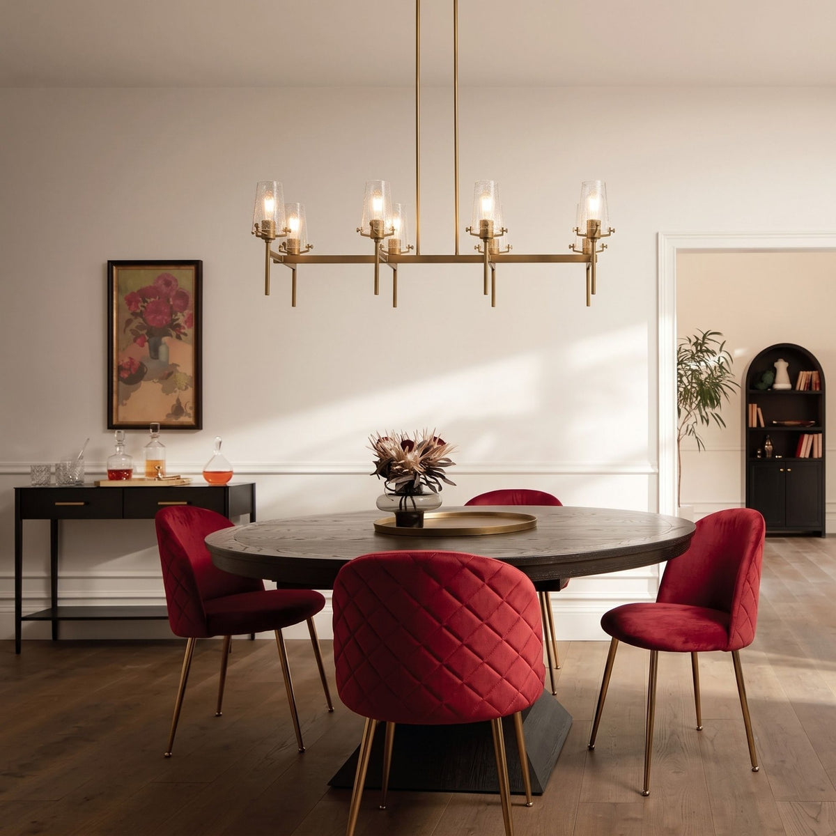 Kichler Alton 19 in. 8-Light Chandelier, Natural Brass with Clear Seeded Glass