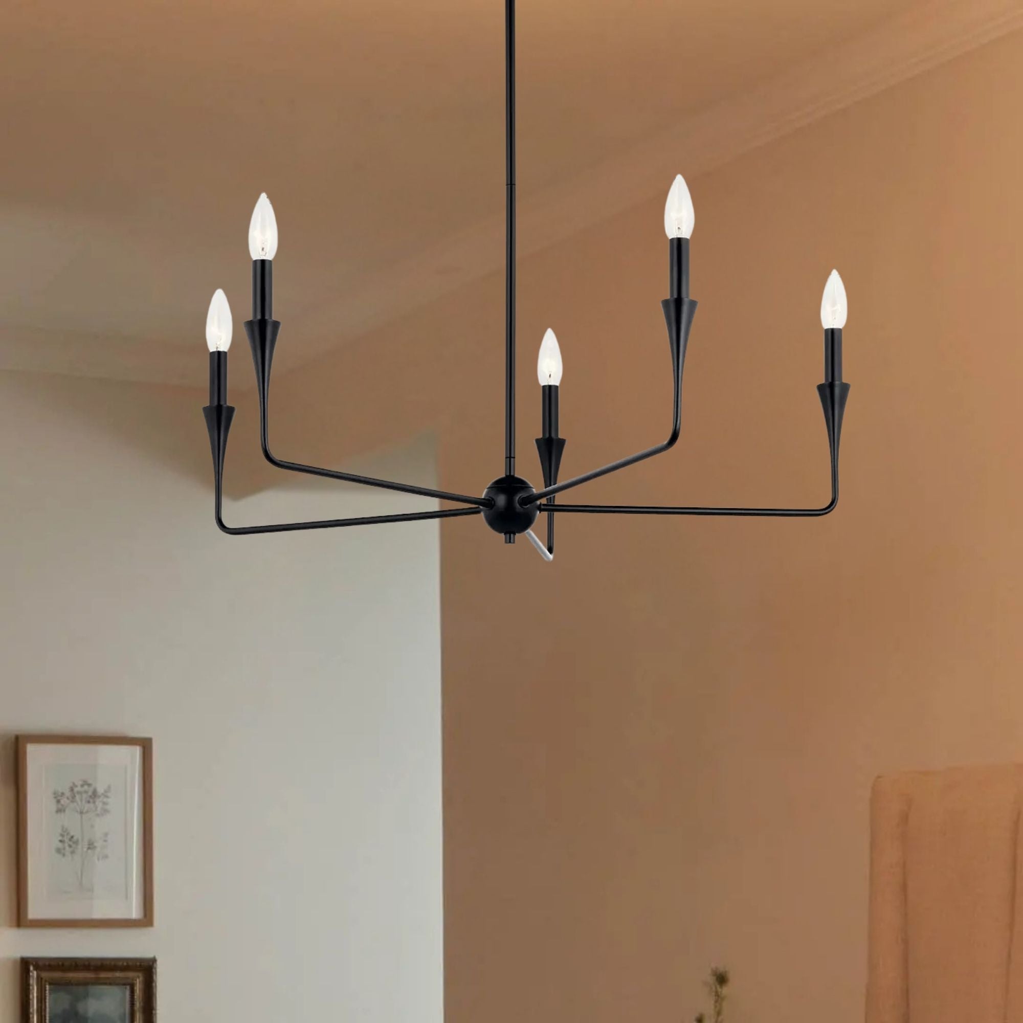 Alvaro 30" 5-Light Chandelier, Black Finish