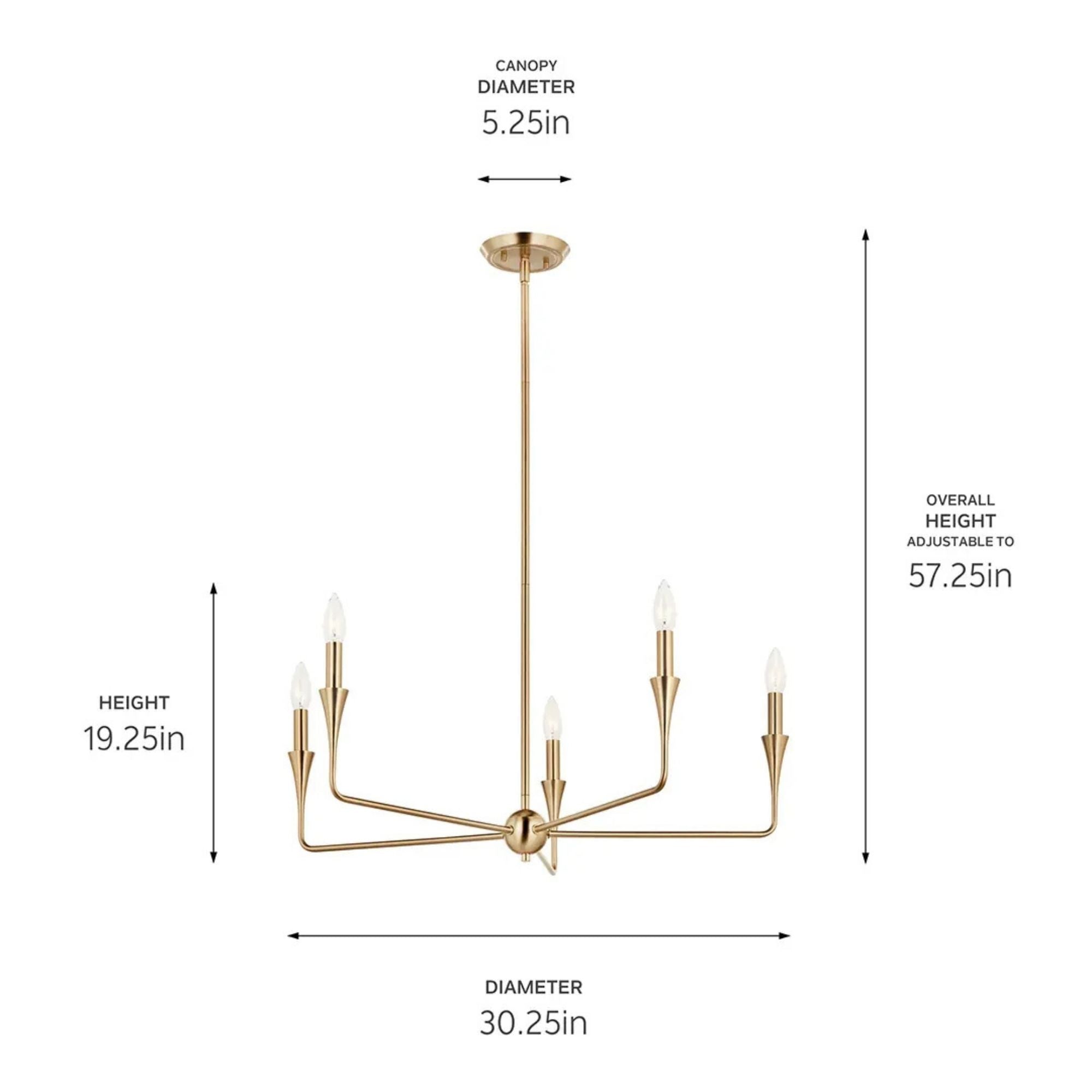 Alvaro 30" 5-Light Chandelier, Champagne Bronze Finish