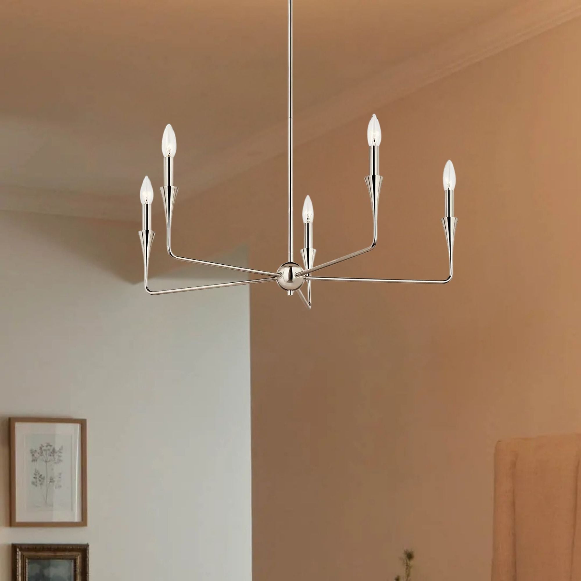Alvaro 30" 5-Light Chandelier, Polished Nickel Finish