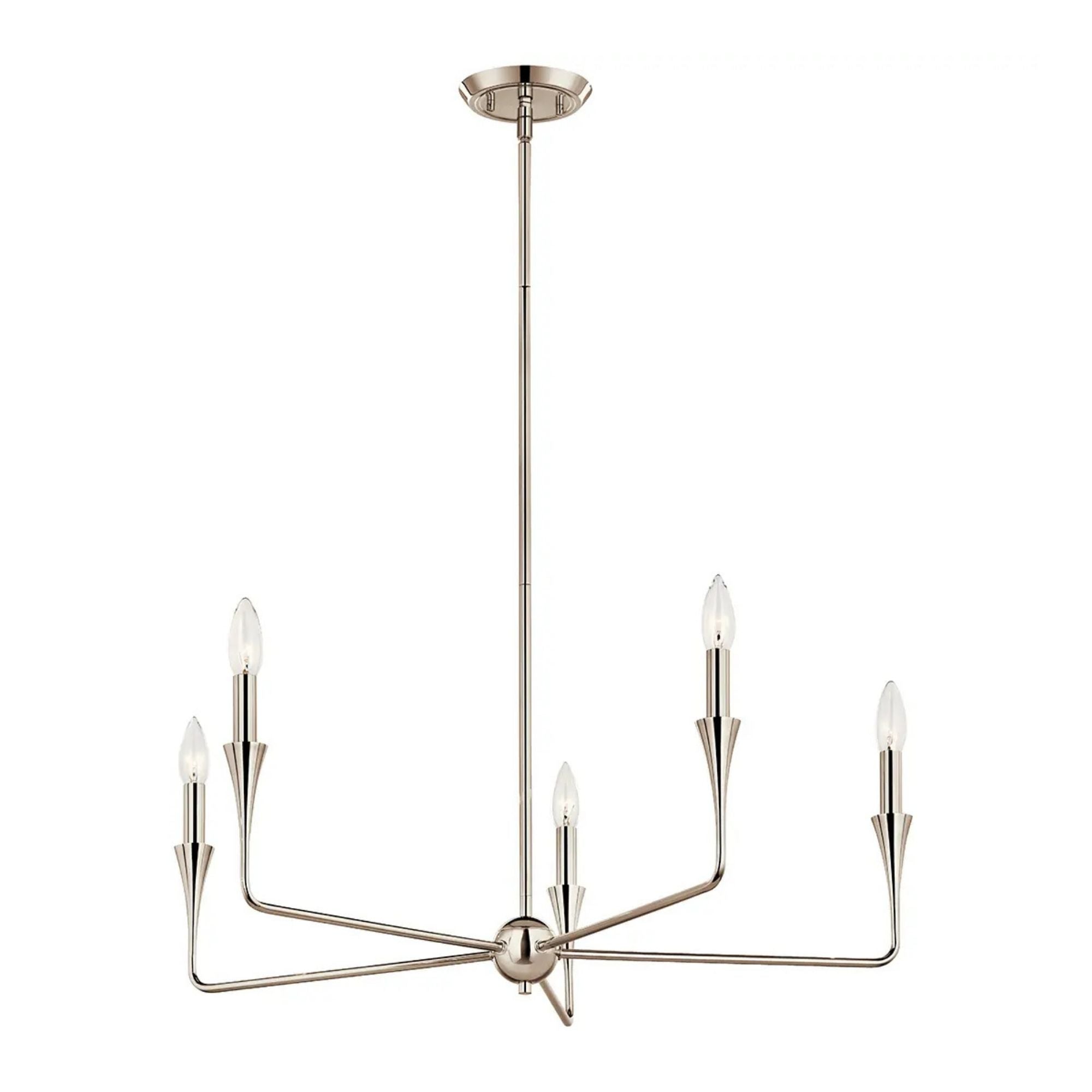 Alvaro 30" 5-Light Chandelier, Polished Nickel Finish - Bees Lighting
