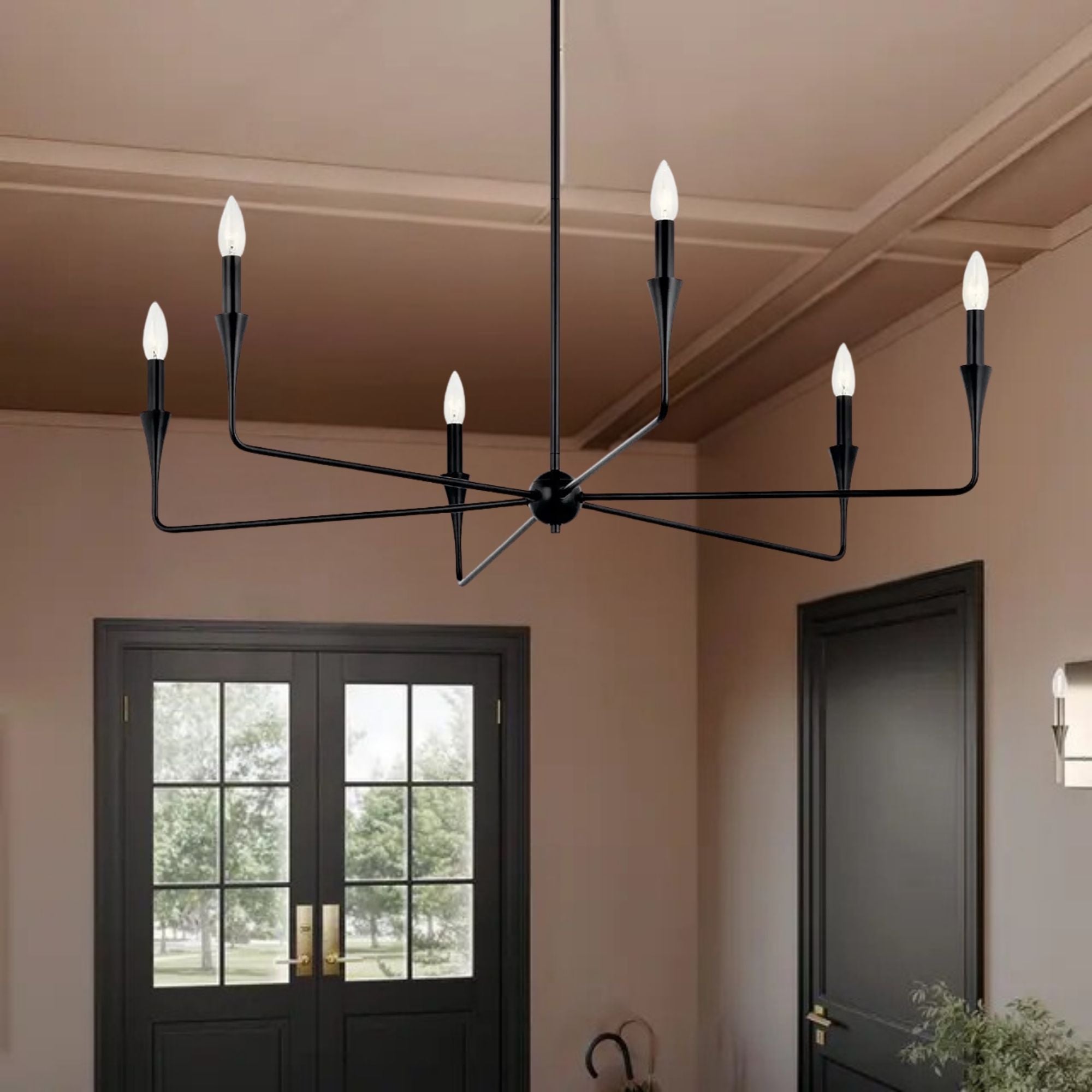 Alvaro 40" 6-Light Chandelier, Black Finish