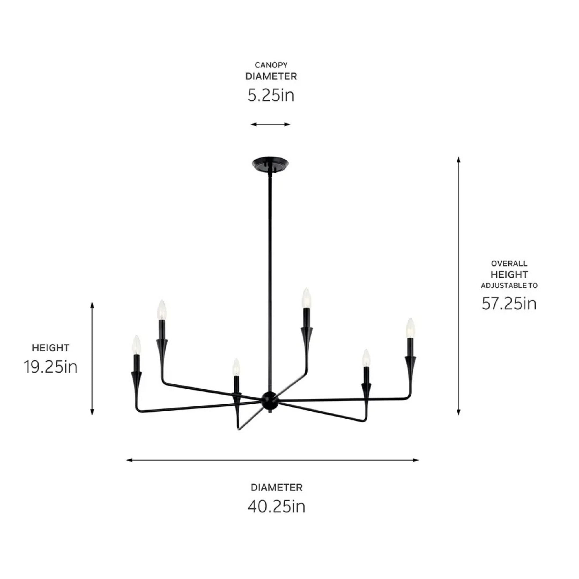 Alvaro 40" 6-Light Chandelier, Black Finish