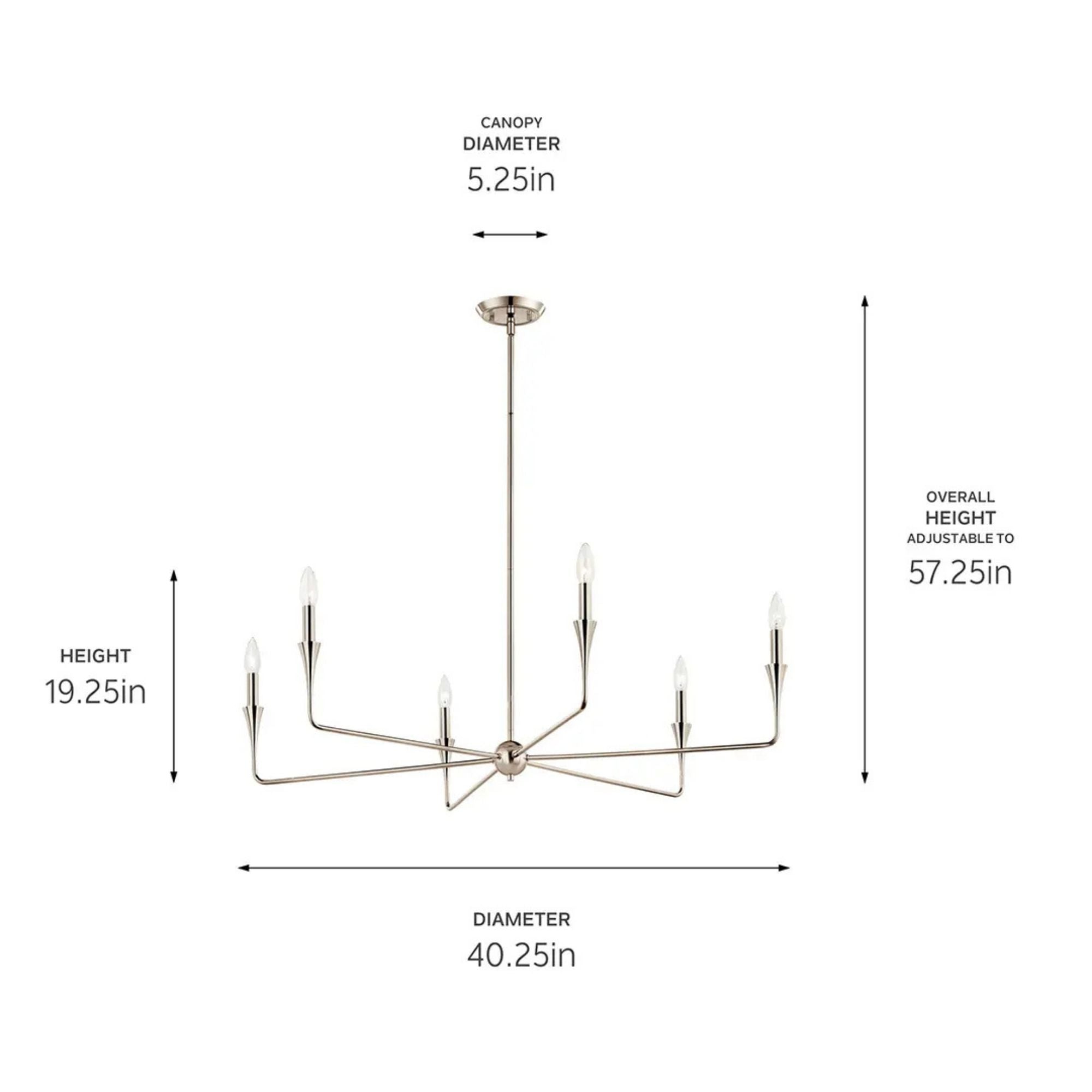 Alvaro 40" 6-Light Chandelier, Polished Nickel Finish