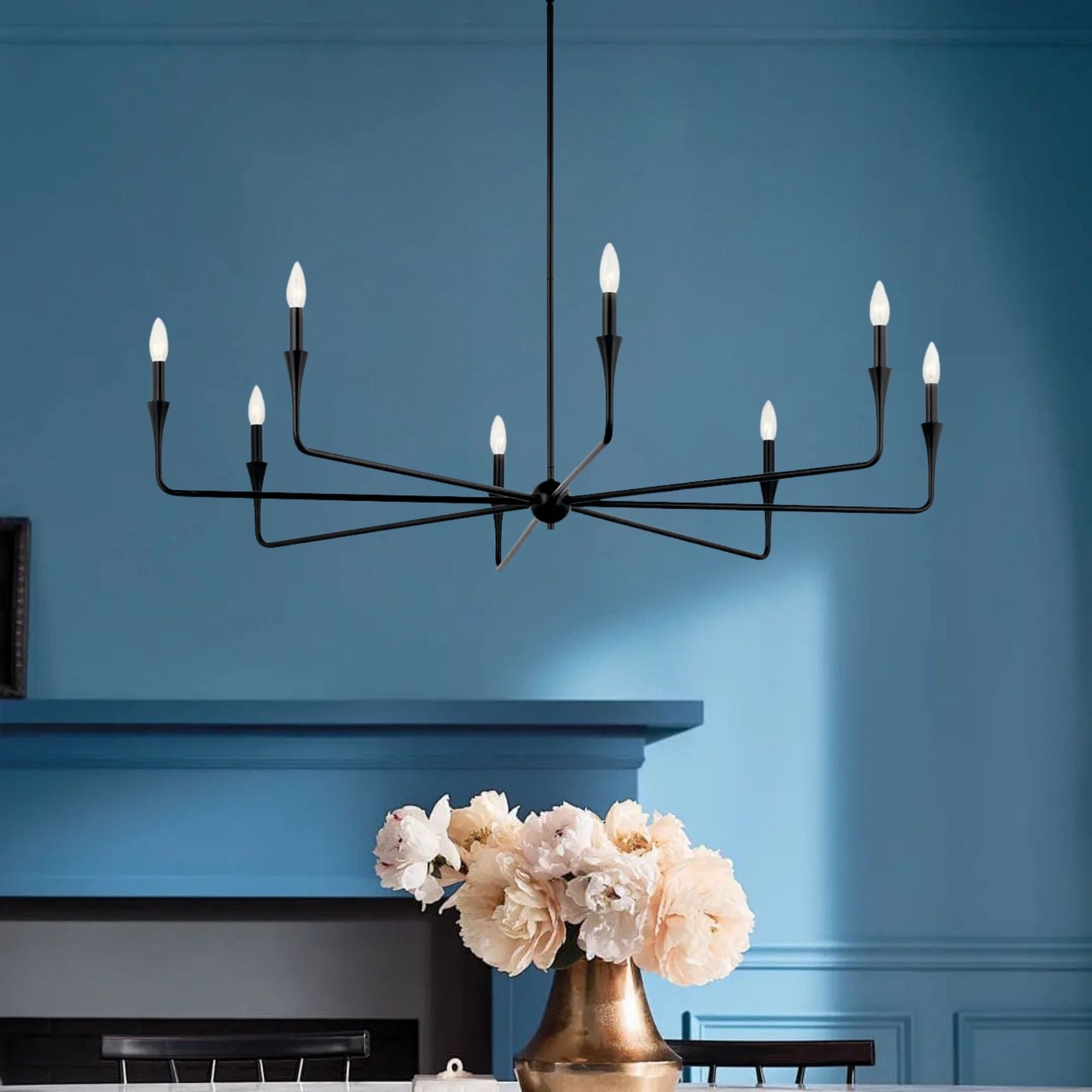 Alvaro 50" 8-Light Chandelier, Black Finish
