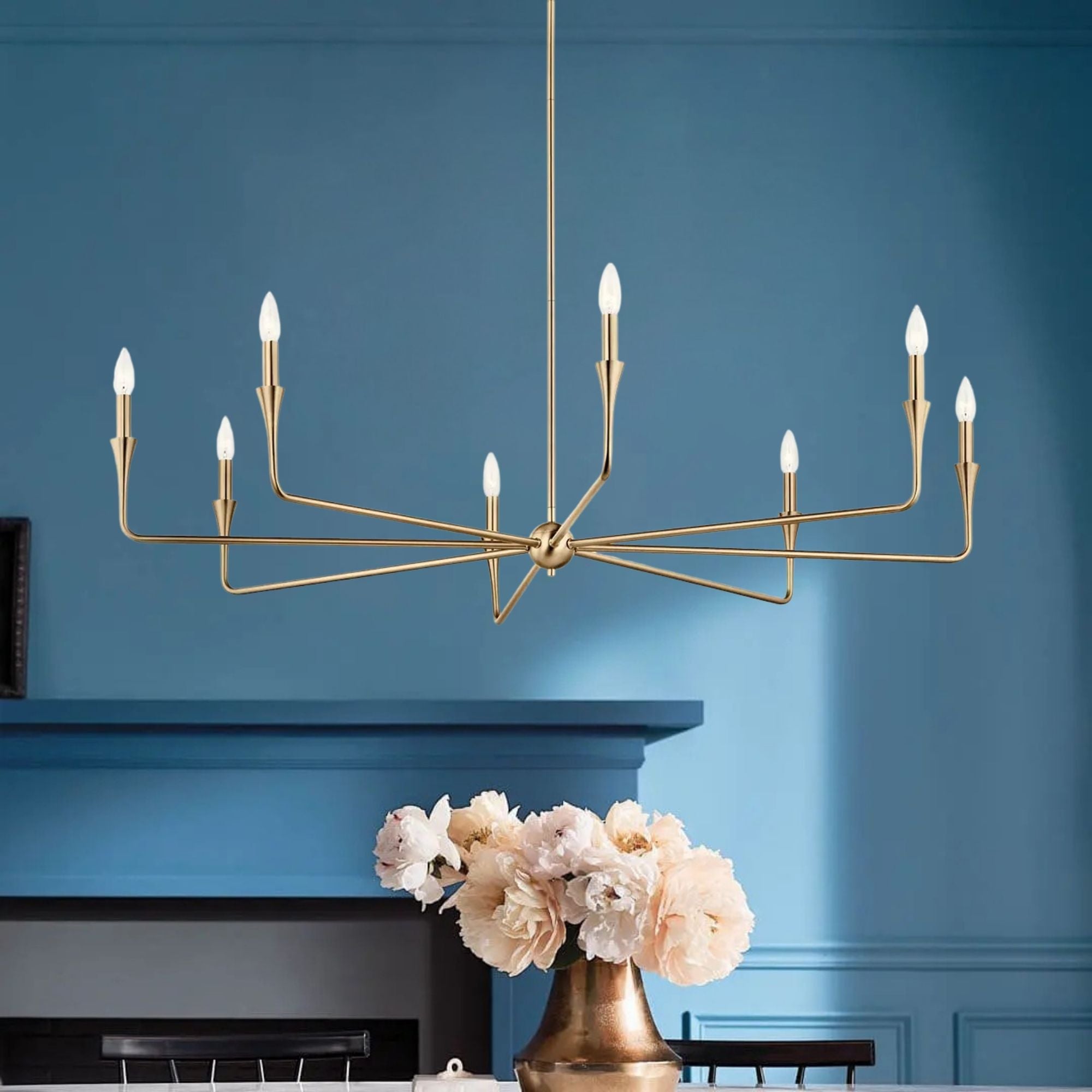 Alvaro 50" 8-Light Chandelier, Champagne Bronze Finish - Bees Lighting
