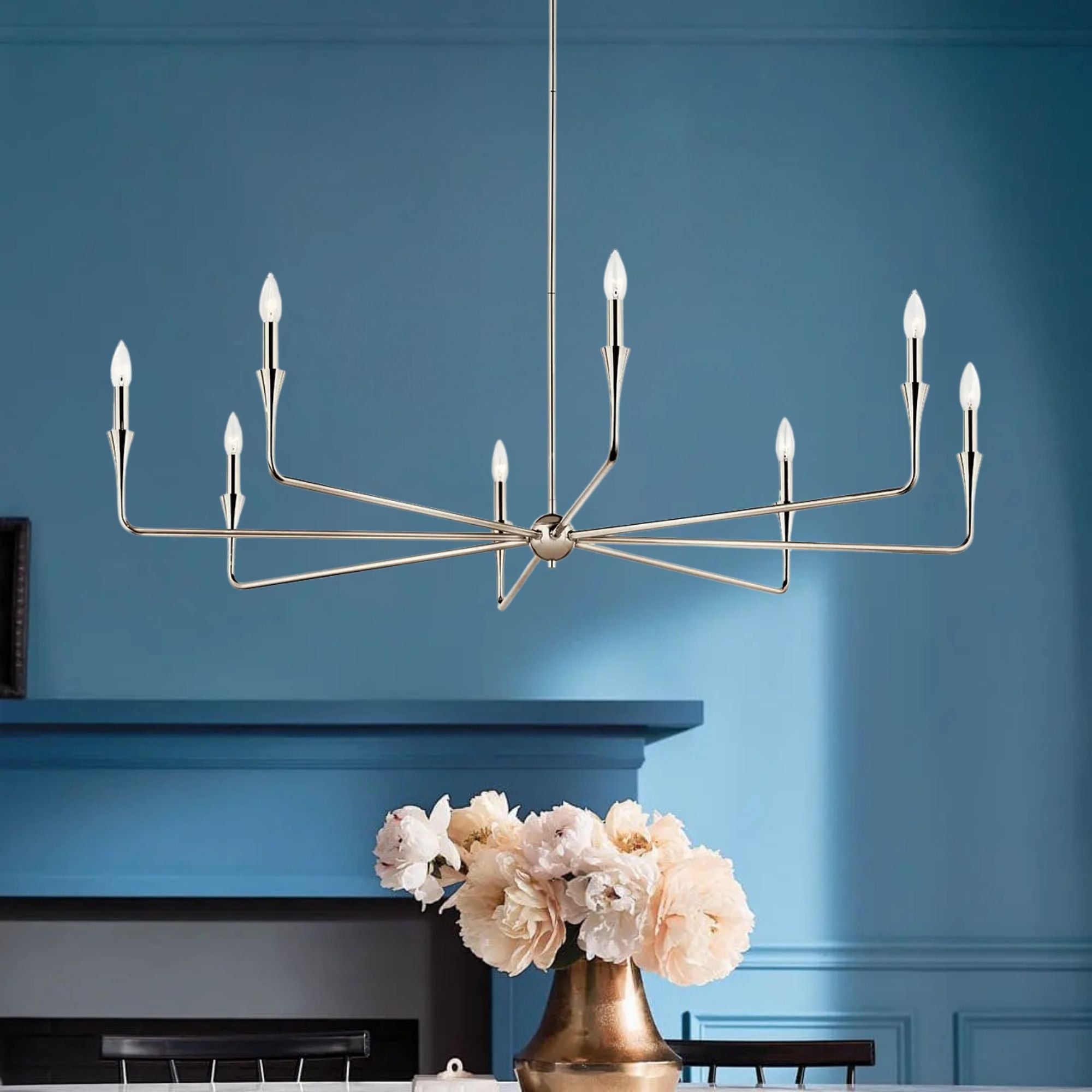 Alvaro 50" 8-Light Chandelier, Polished Nickel Finish
