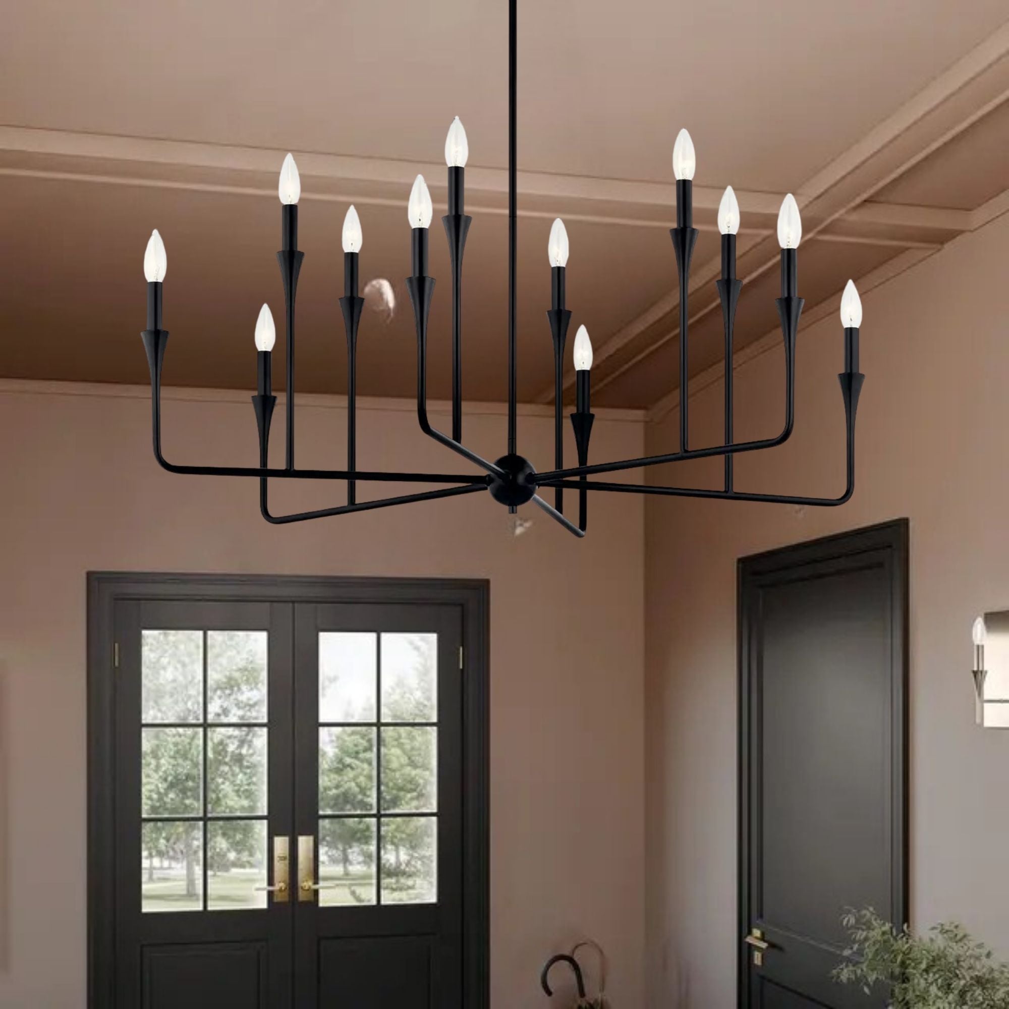 Alvaro 40" 12-Light Chandelier, Black Finish