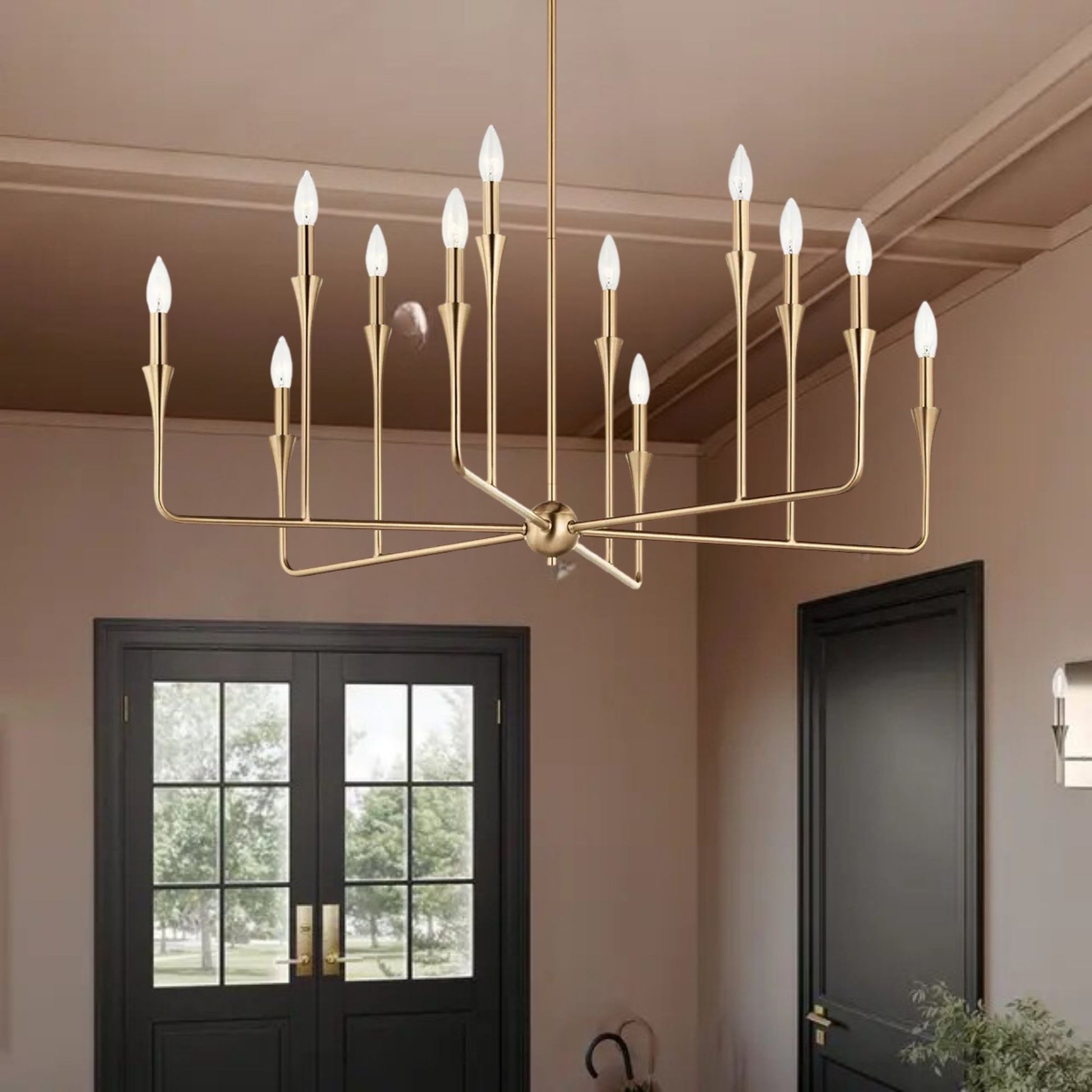 Alvaro 40" 12-Light Chandelier, Champagne Bronze Finish - Bees Lighting