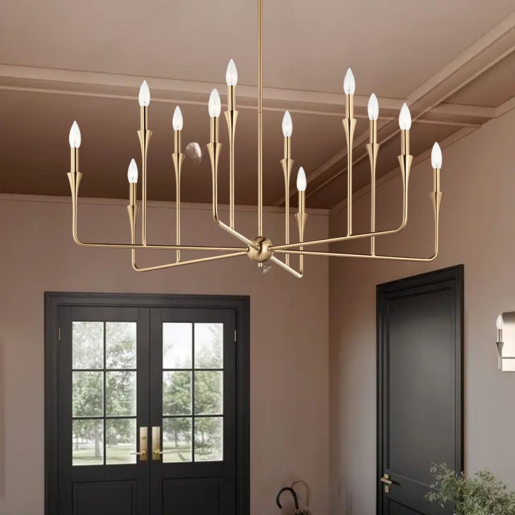 Alvaro 40" 12-Light Chandelier, Champagne Bronze Finish - Bees Lighting