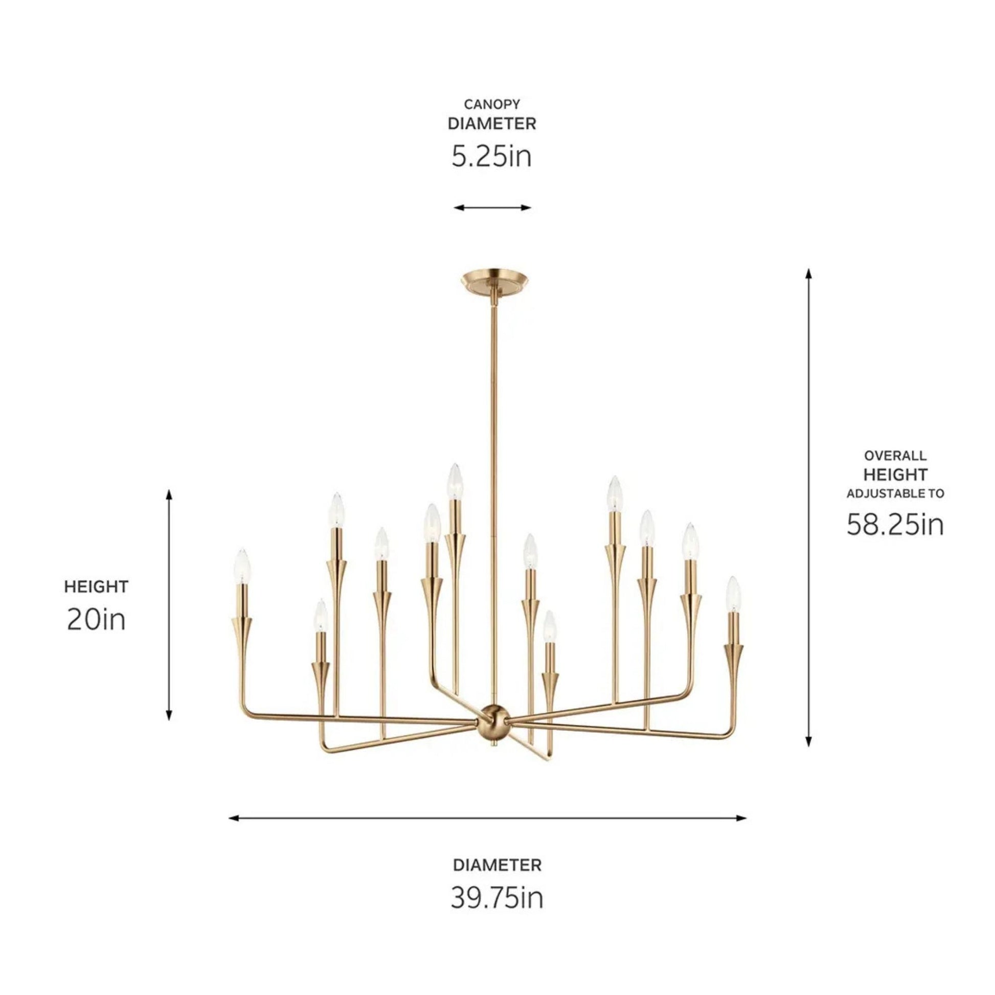 Alvaro 40" 12-Light Chandelier, Champagne Bronze Finish - Bees Lighting