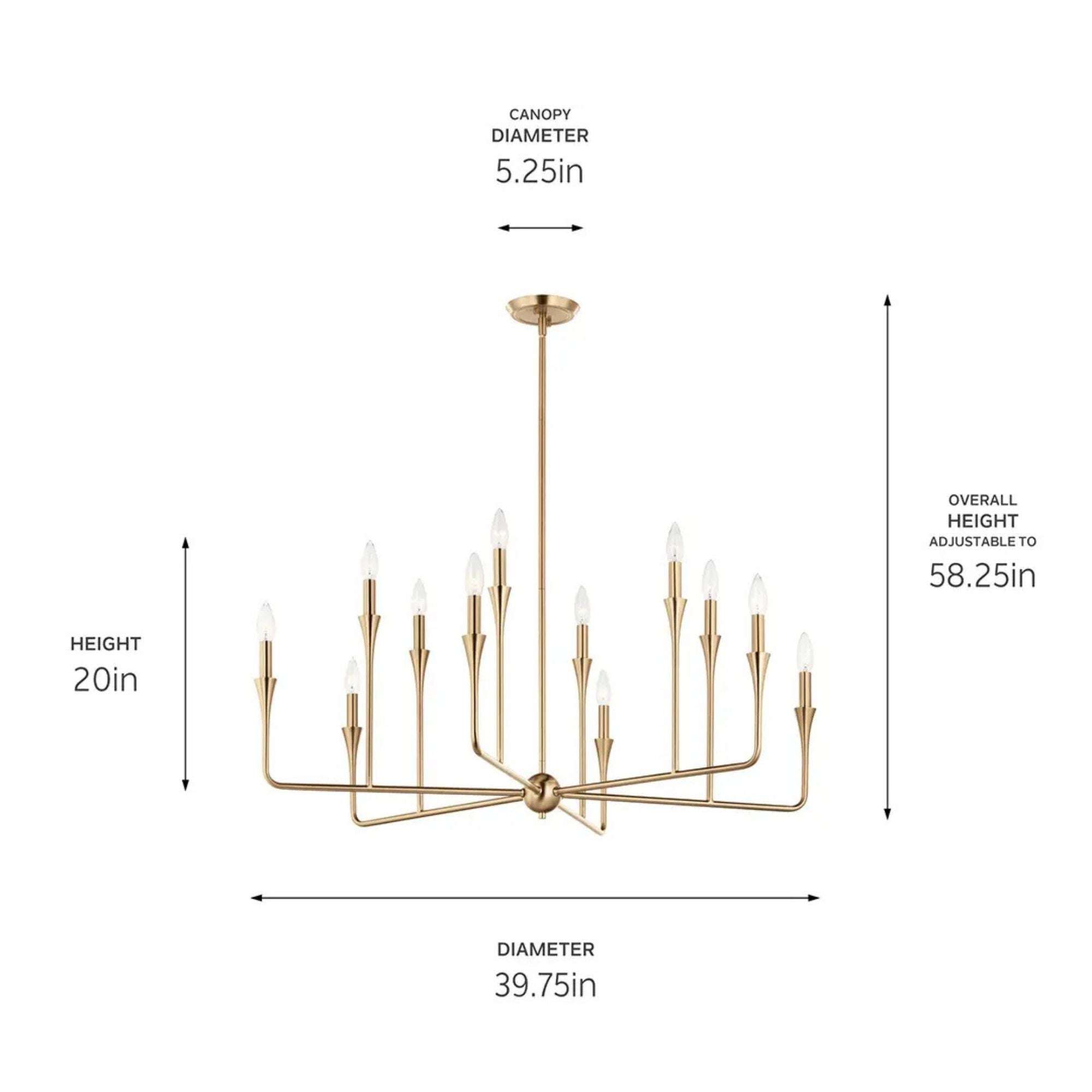 Alvaro 40" 12-Light Chandelier, Champagne Bronze Finish - Bees Lighting