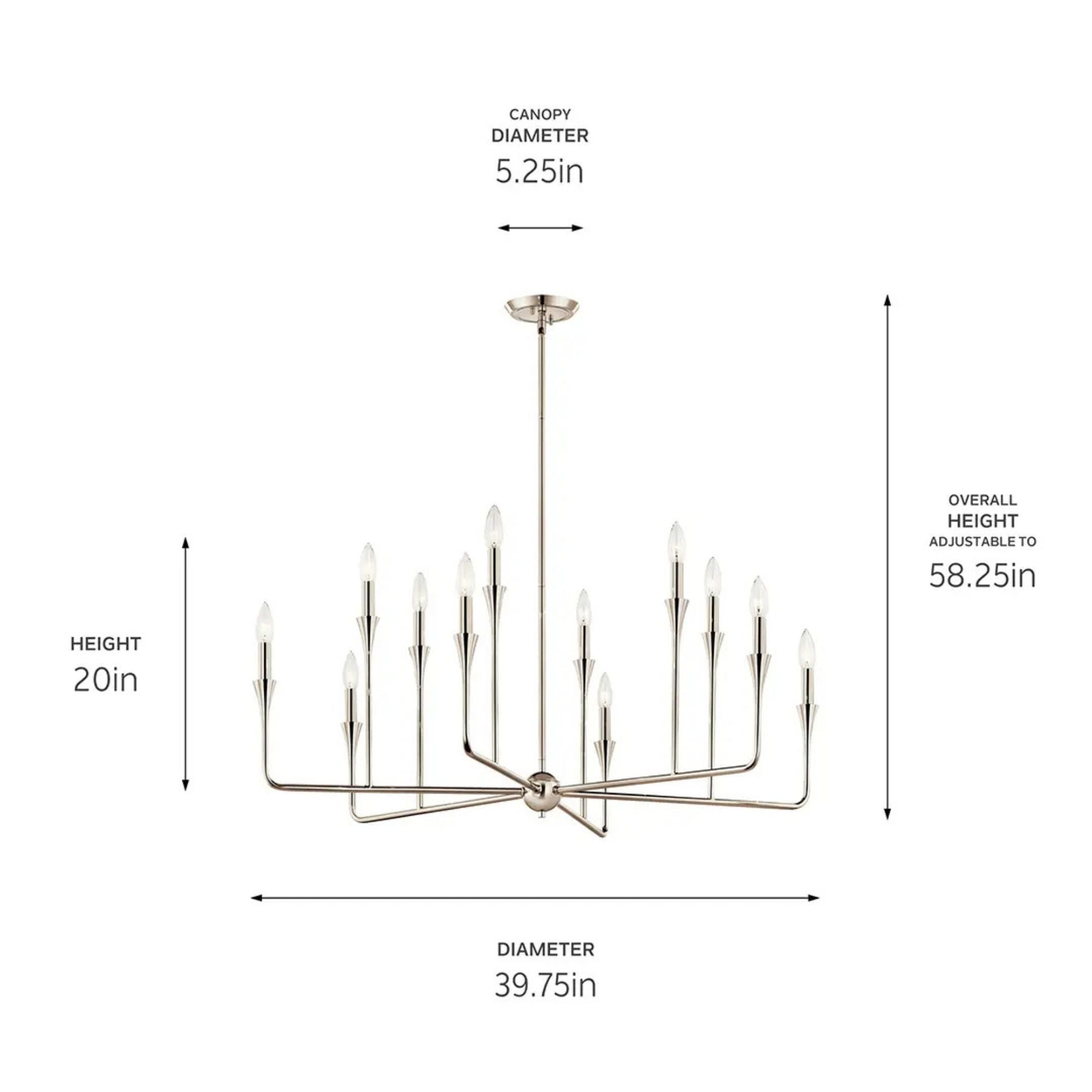 Alvaro 40" 12-Light Chandelier, Polished Nickel Finish