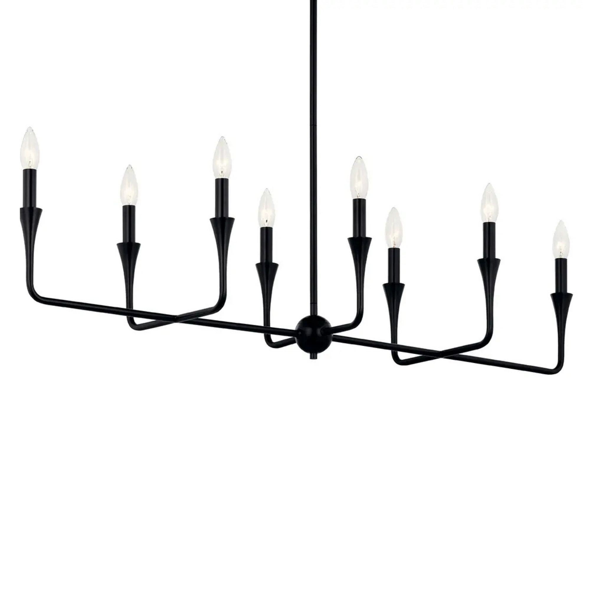 Alvaro 46" 8-Light Linear Chandelier, Black Finish